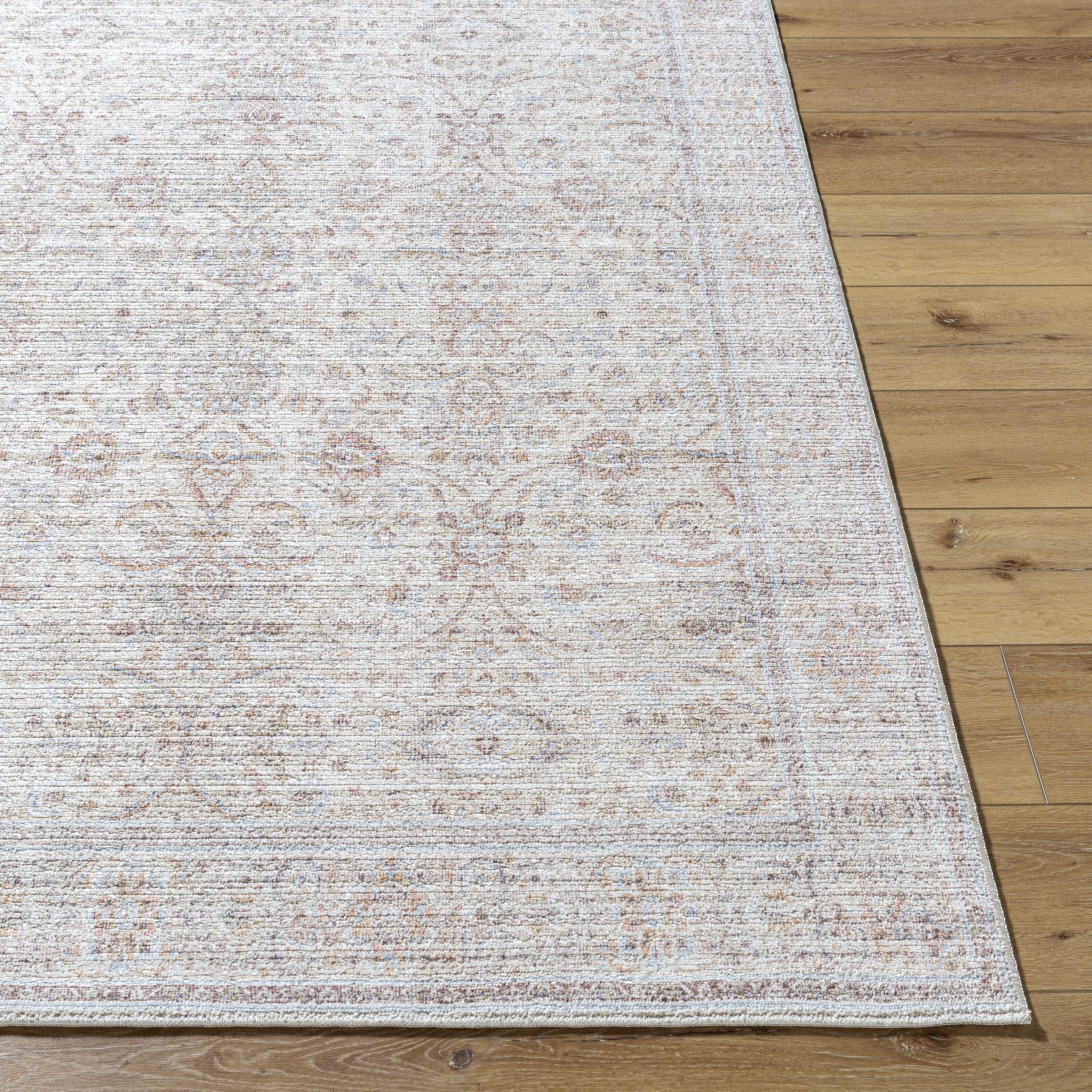 Ivory and Light Gray Synthetic Reversible Runner Rug, 2'6" x 7'3"