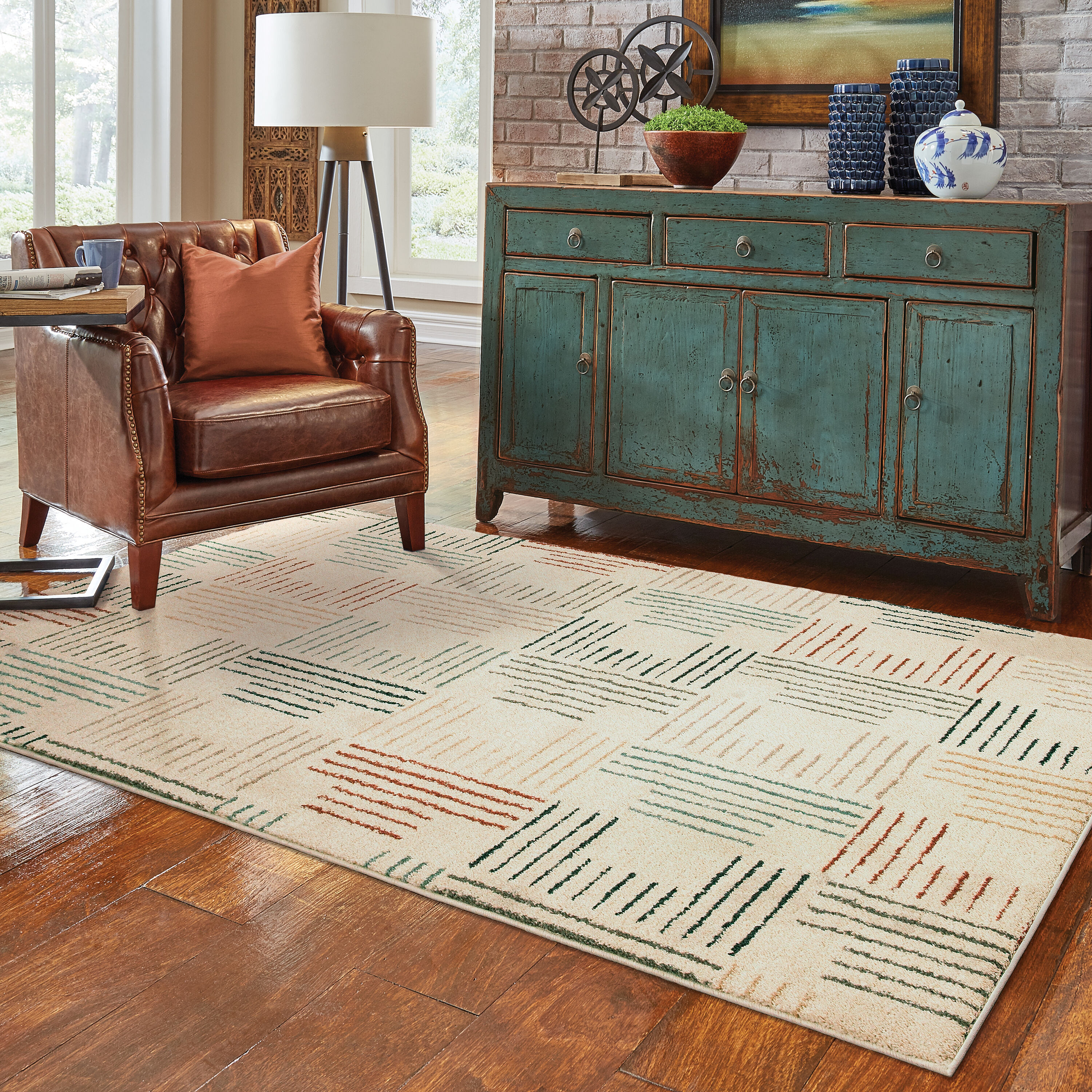 Archer Lane 966CARS3A6L Studio 6 x 9 (ft) Polypropylene Ivory Rectangular Indoor Geometric Area rug