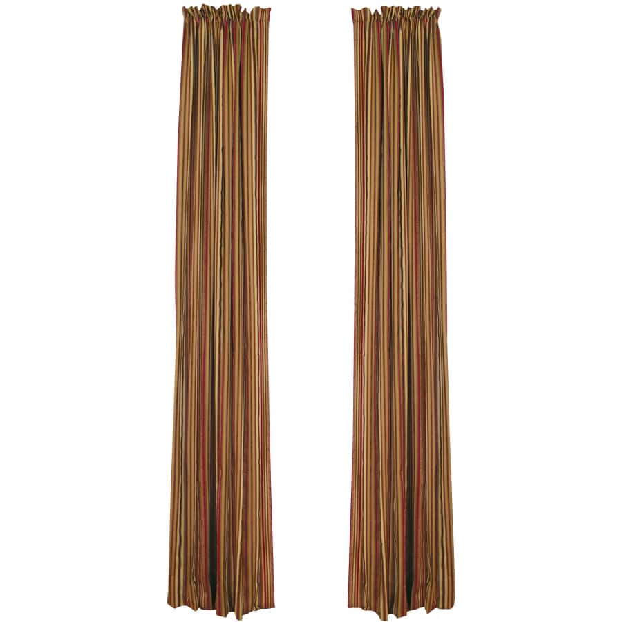 allen + roth X87201784ZBG 84-in Red Striped Light Filtering Rod Pocket Single Curtain Panel