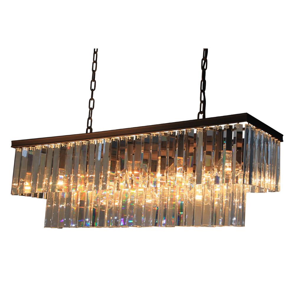 ARTCRAFT AC10407JV El Dorado 13-Light Java Brown Transitional Linear Hanging Kitchen Island Light