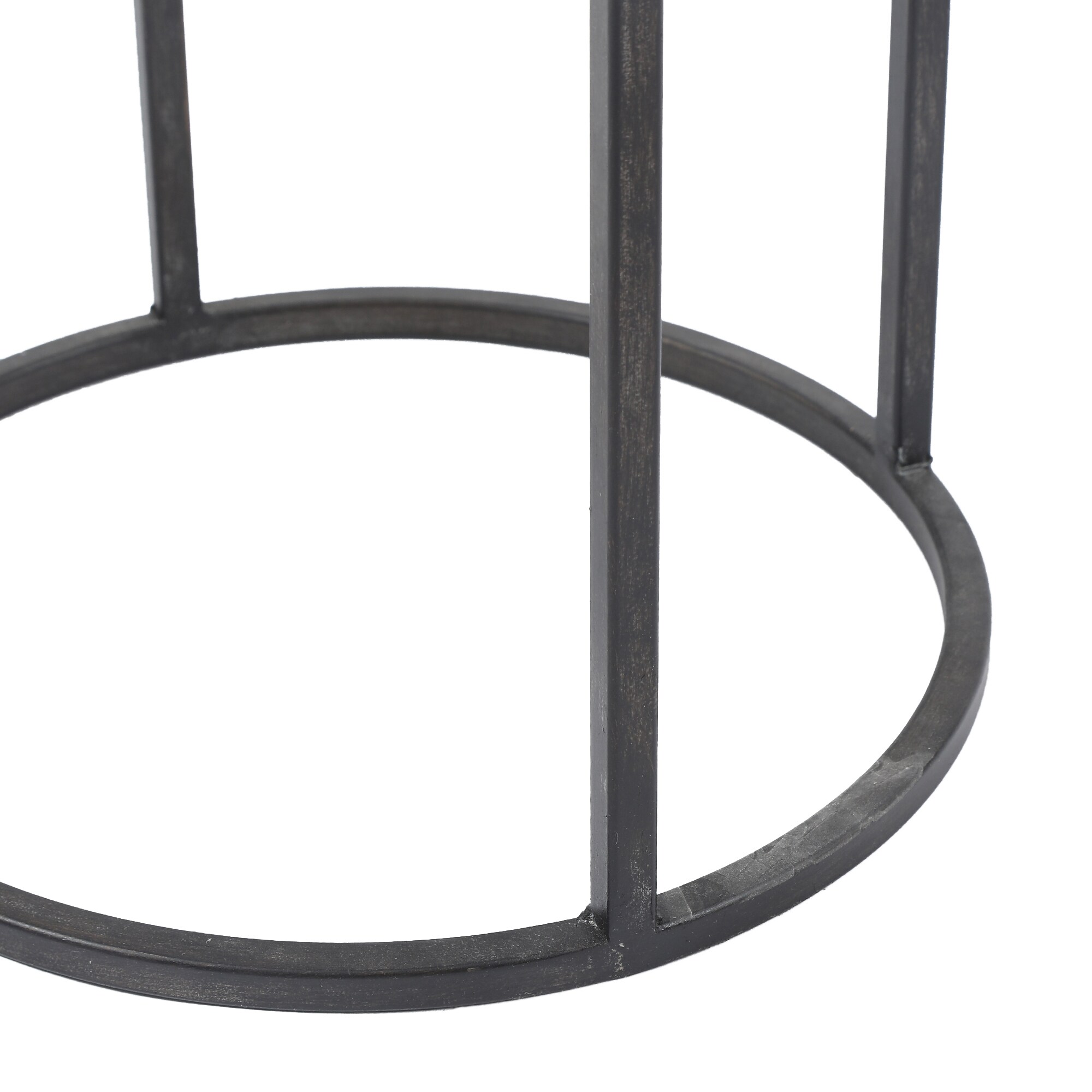 LuxenHome 2-Piece Black Metal and Glass Round Accent Tables
