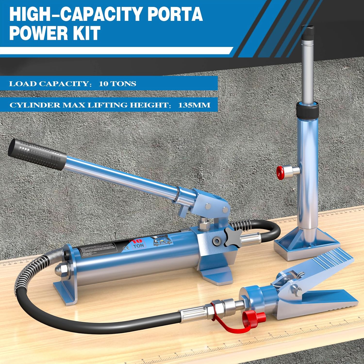 LARBANKE 10 Ton Hydraulic Porta Power Kit 17 Piece Ram Set Heavy