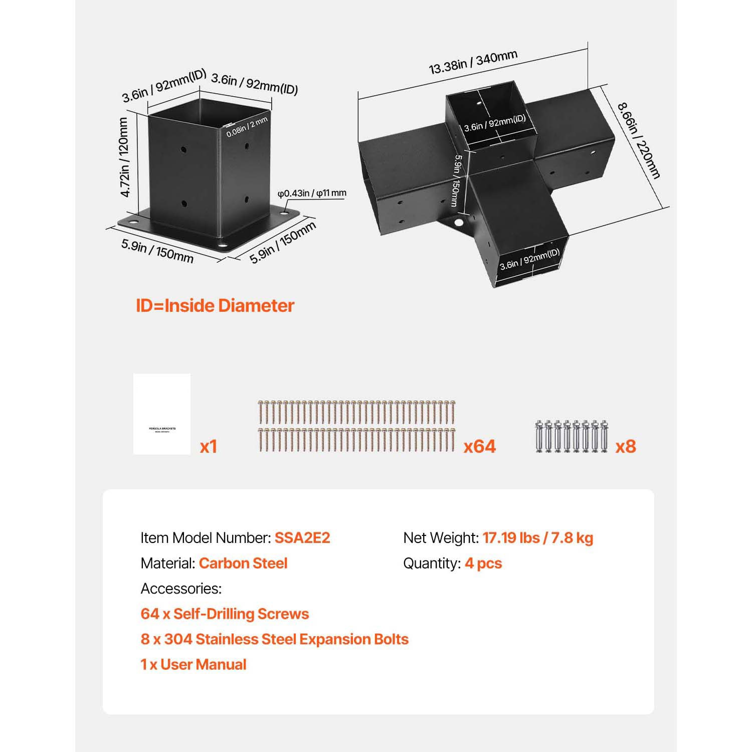 VEVOR LPJJTZST4PCSWTCWV0 Pergola-Parts-Accessories - View #8