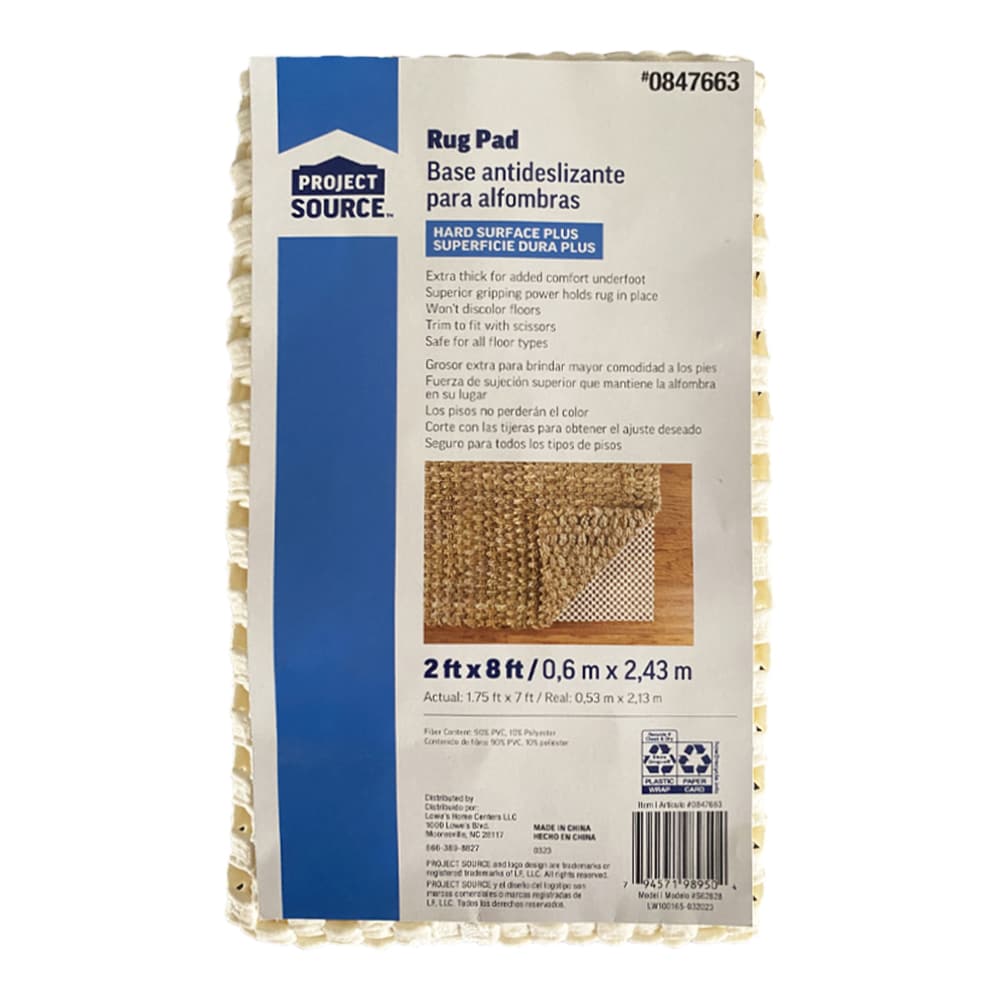 Project Source Surface Plus 2 X 8 (ft.) Rectangular PVC Non-Slip Rug Pad in  the Rug Pads department at