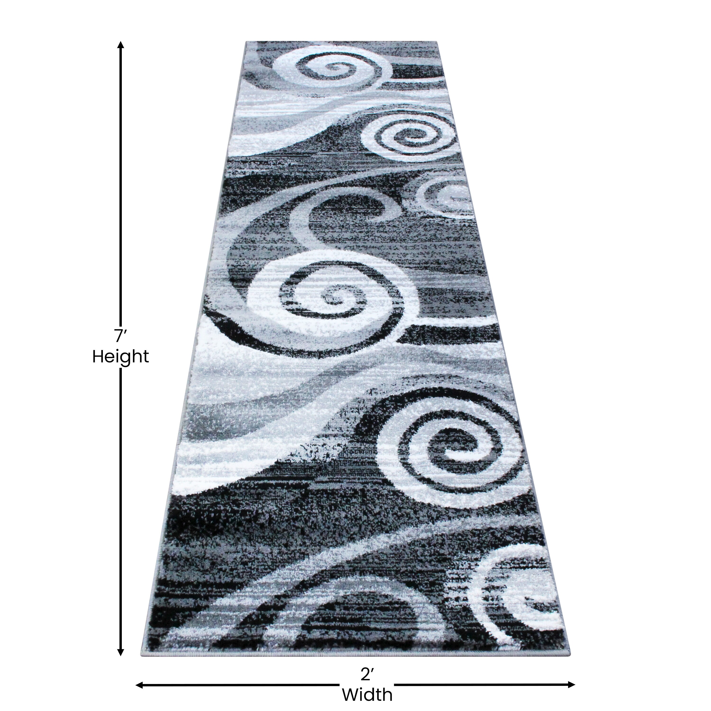 Flash Furniture Cirrus Collection 2' x 7' Purple Swirl Patterned Olefin Area Rug with Jute Backi