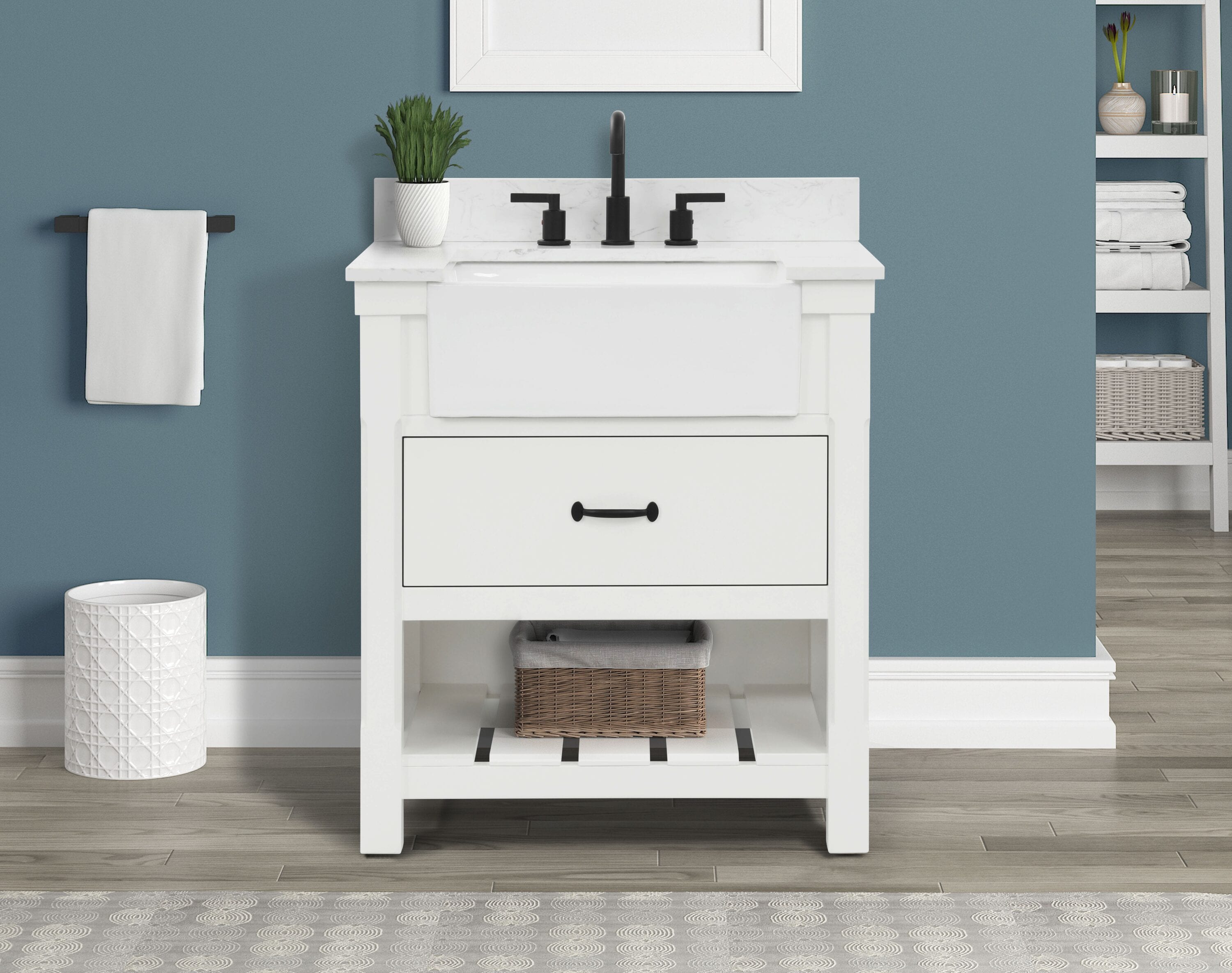 Project Source 30-in Gray Single Sink Bathroom Vanity with White Cultured Marble Top | R39 VBCU3018