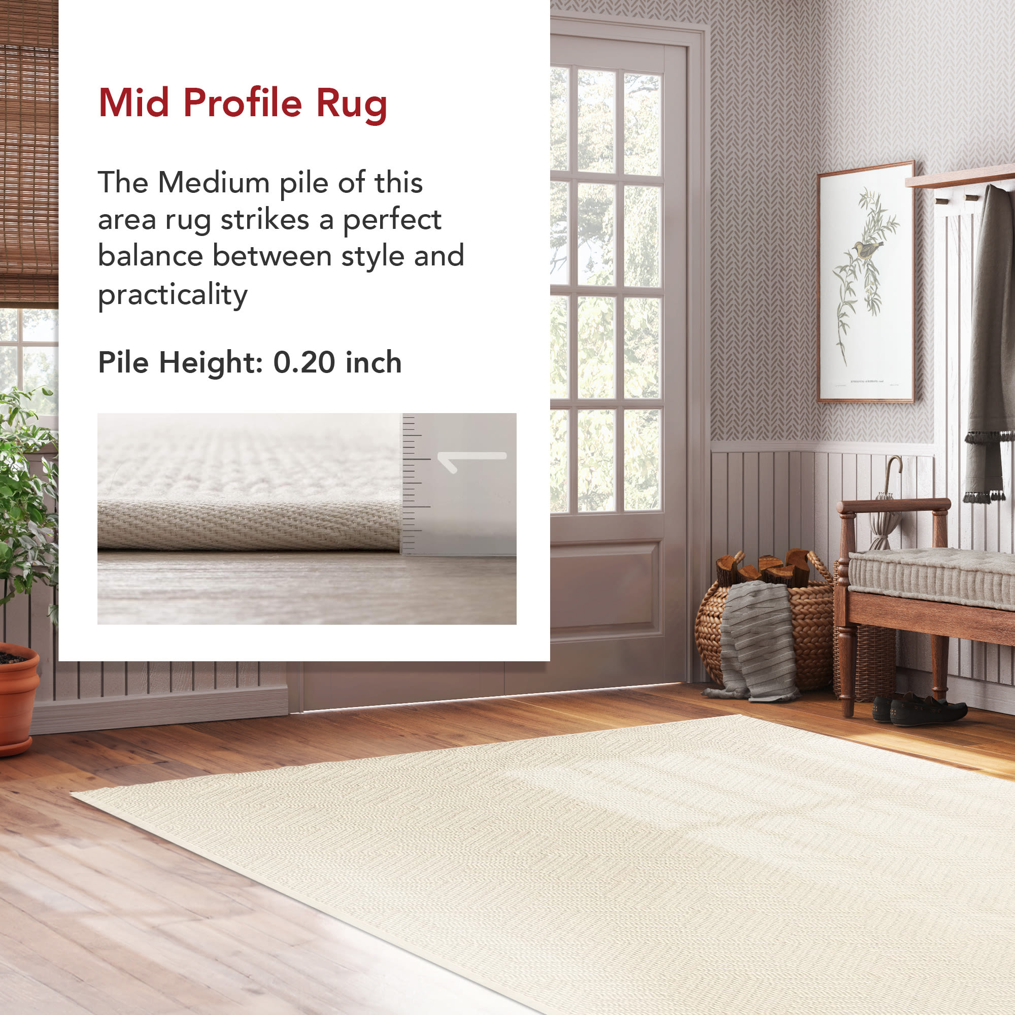 Nuloom Suzanne Solid 8x10 Wool Indoor Area Rug for Living Room Bedroom Dining Room Kitchen, Cream/Ivory