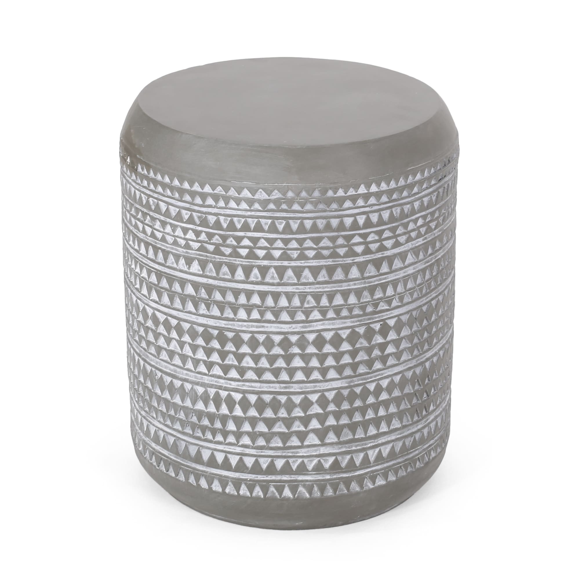 LIVIZA GGJOU020WH GIJ End Table Round Outdoor End Table 15.5-in W x 15.5-in L