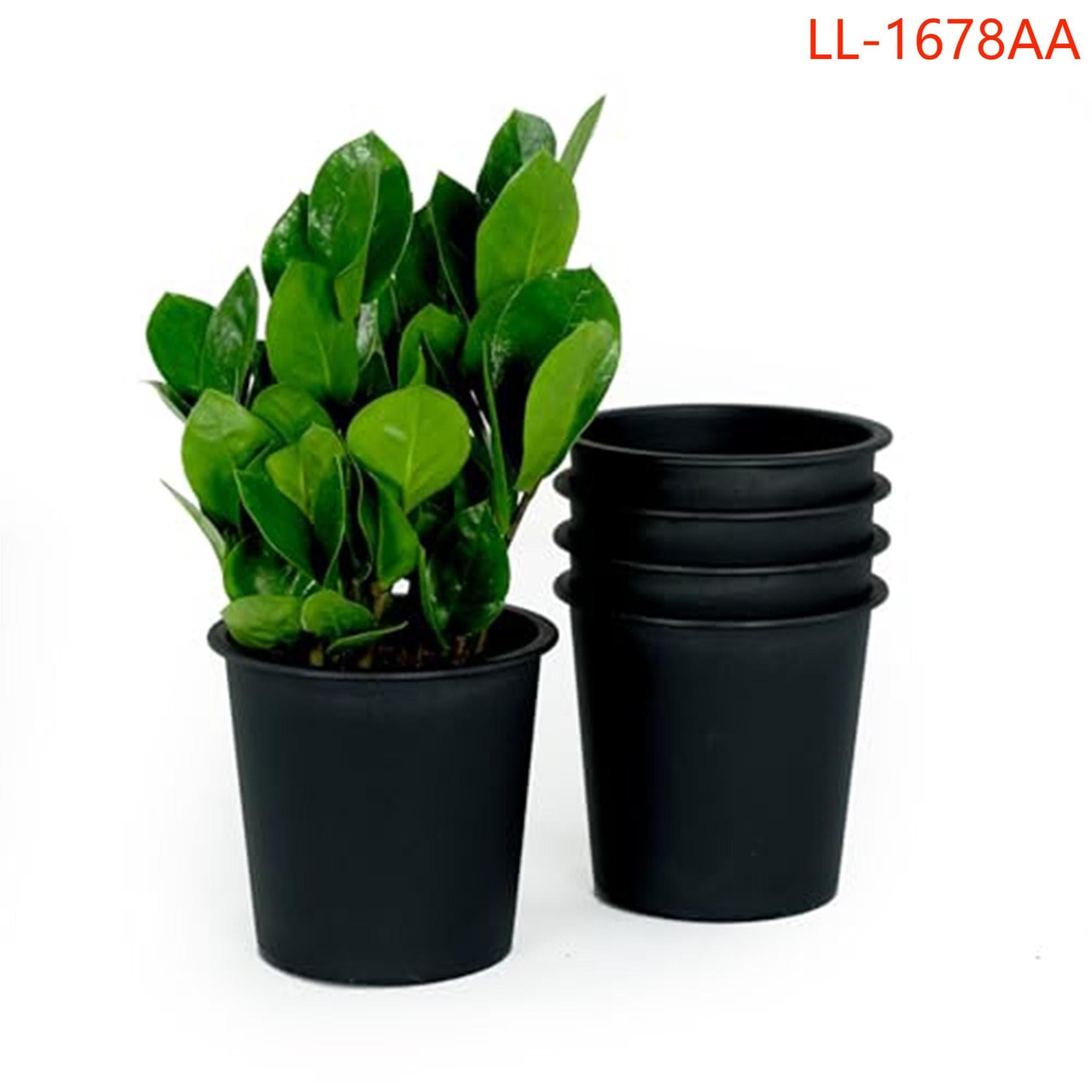 Yiekholo LL-1678AA 5 -Pack Round 6.3-in W x 5.5-in H x 6.3-in D Black Plastic Indoor/Outdoor with Self Watering Planter