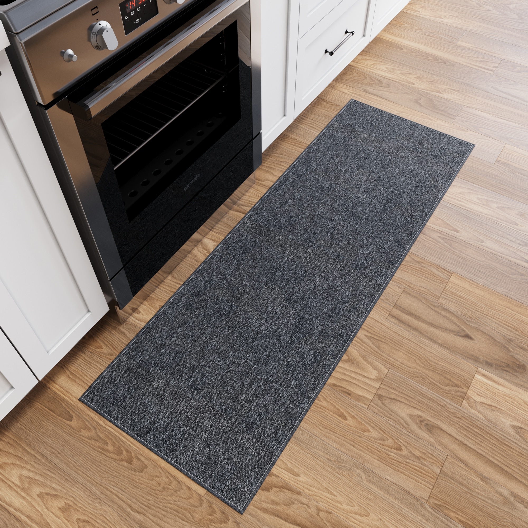 Ottomanson EMY7504-20X59 Non-Slip Hallway Runner 2 x 5 (ft) Loomed Polyester Black Rectangular Indoor Solid Runner rug