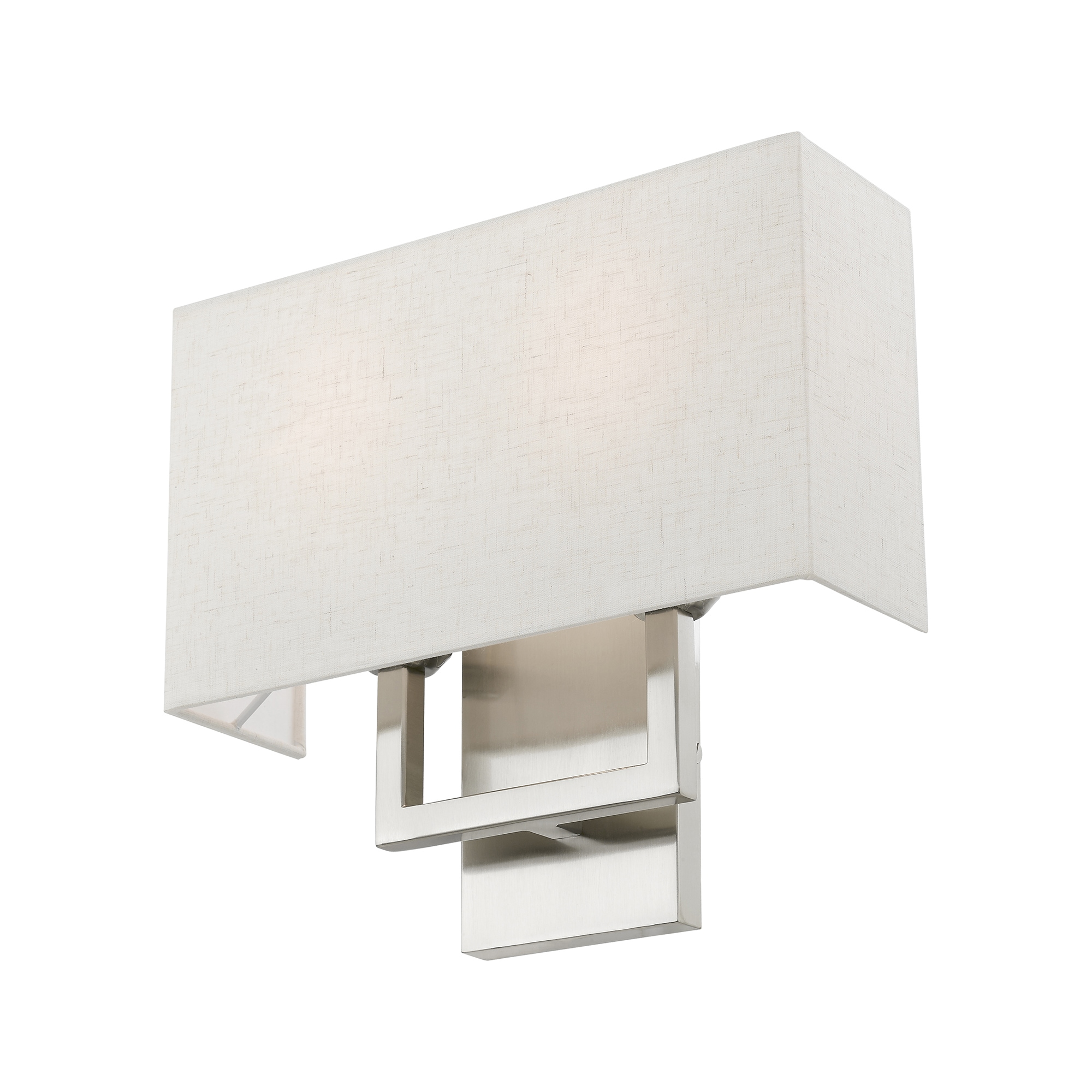 Brushed Nickel 2-Light Wall Sconce with Fabric Shade