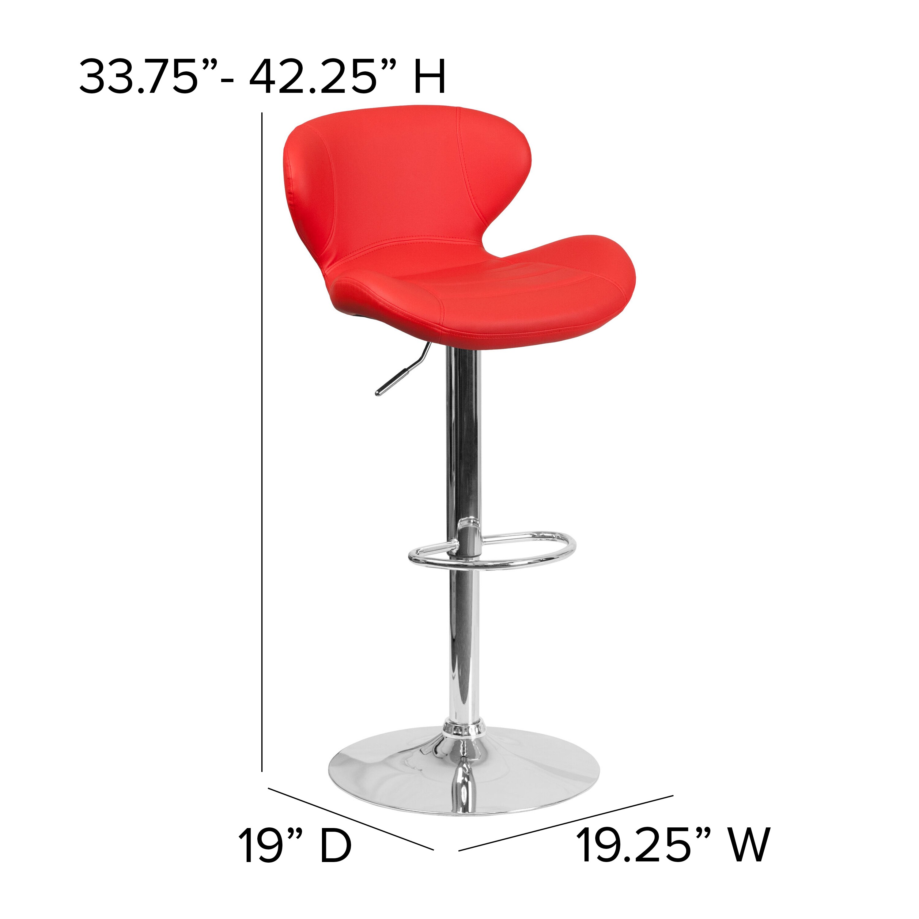 Flash Furniture Red Vinyl 33-in H Adjustable height Saddle Seat ...
