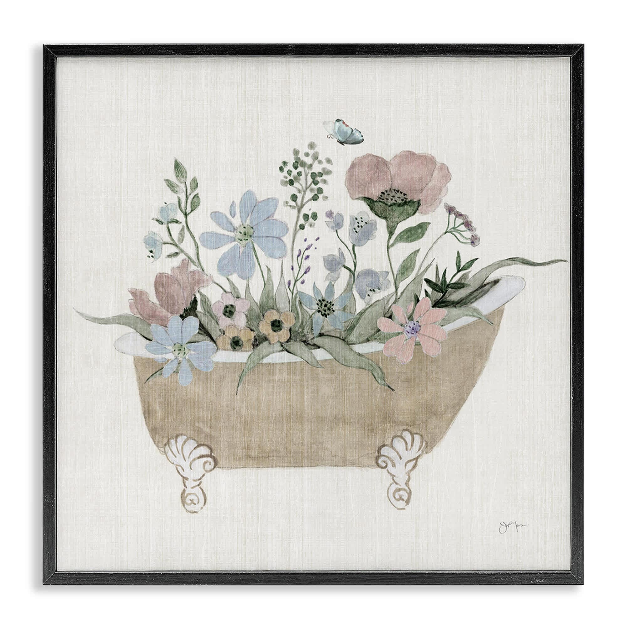 Stupell Industries BS-136-FR-12X12 Rustic Botanicals in Tub Framed Giclee design by Janet Tava