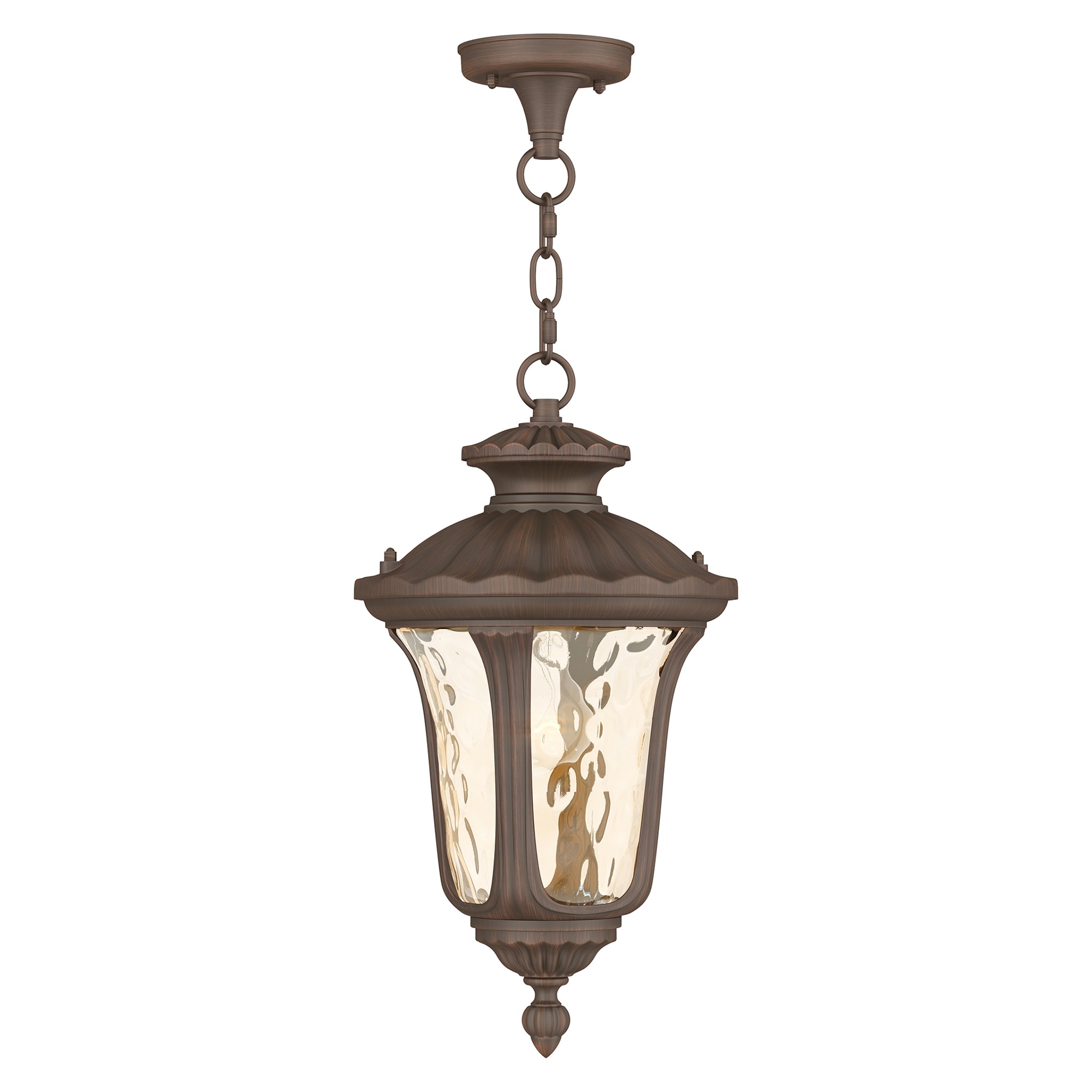 Livex Lighting 7654-58 Oxford 1 -Light Imperial Bronze Traditional Tinted glass Lantern Mini Outdoor Hanging Pendant light