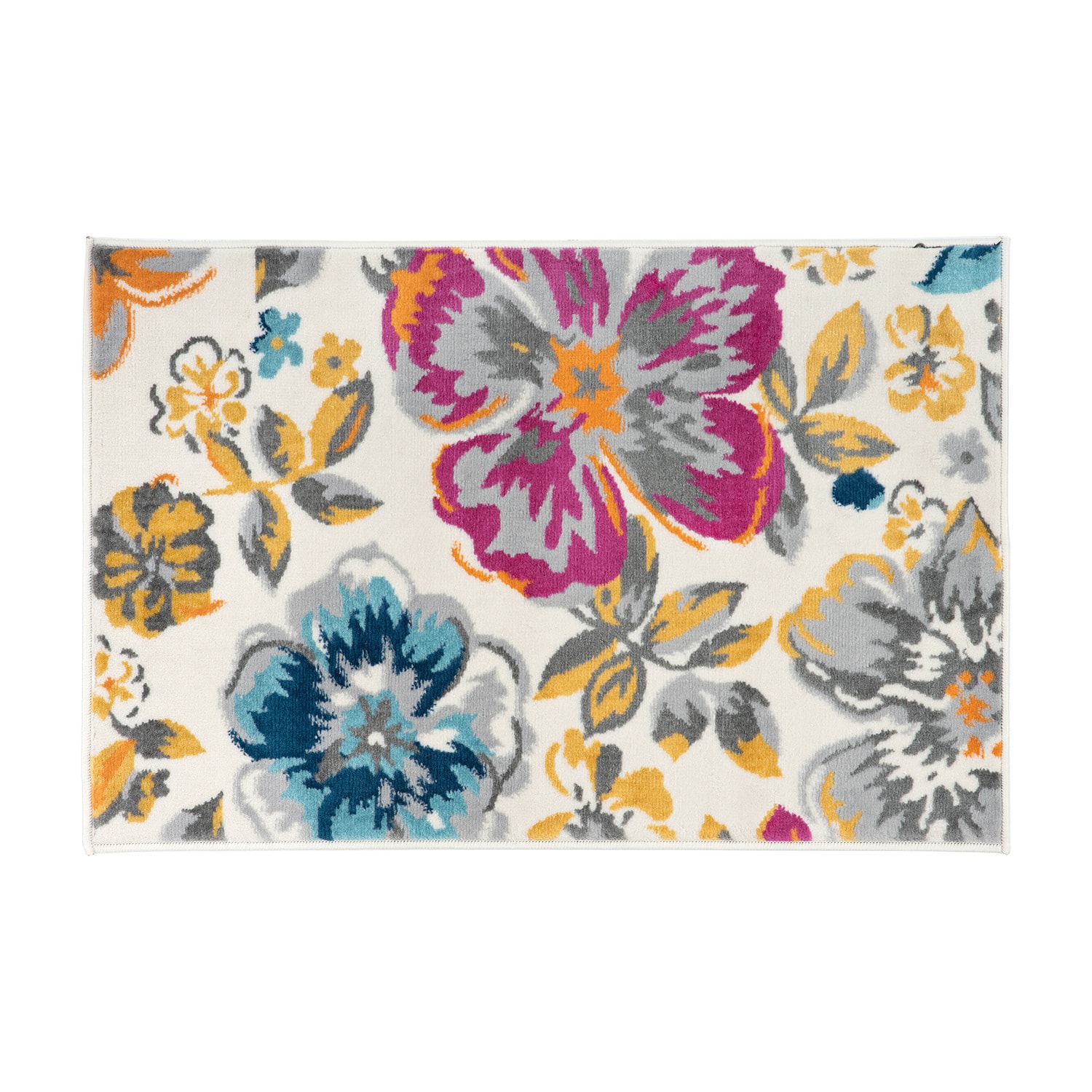 World Rug Gallery 9098MULTI2X3 Hudson 2 x 3 (ft) Loomed Polypropylene Multi Rectangular Indoor Floral/Botanical Mid-Century Modern Area rug
