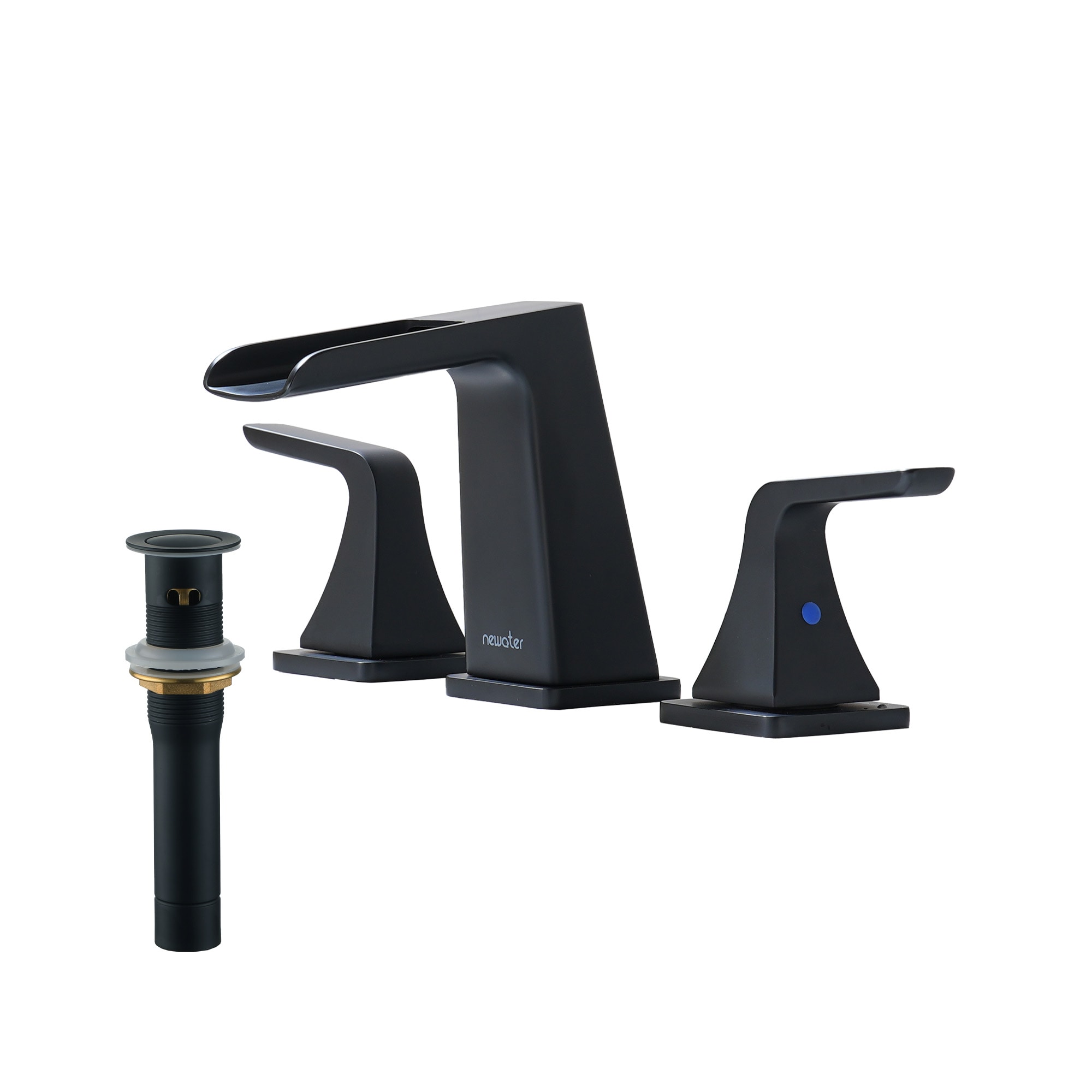 Clihome RCH-BAF67B Matte Black Widespread 2-handle Mid-arc Commercial/Residential Handle Bathroom Sink Faucet with Drain