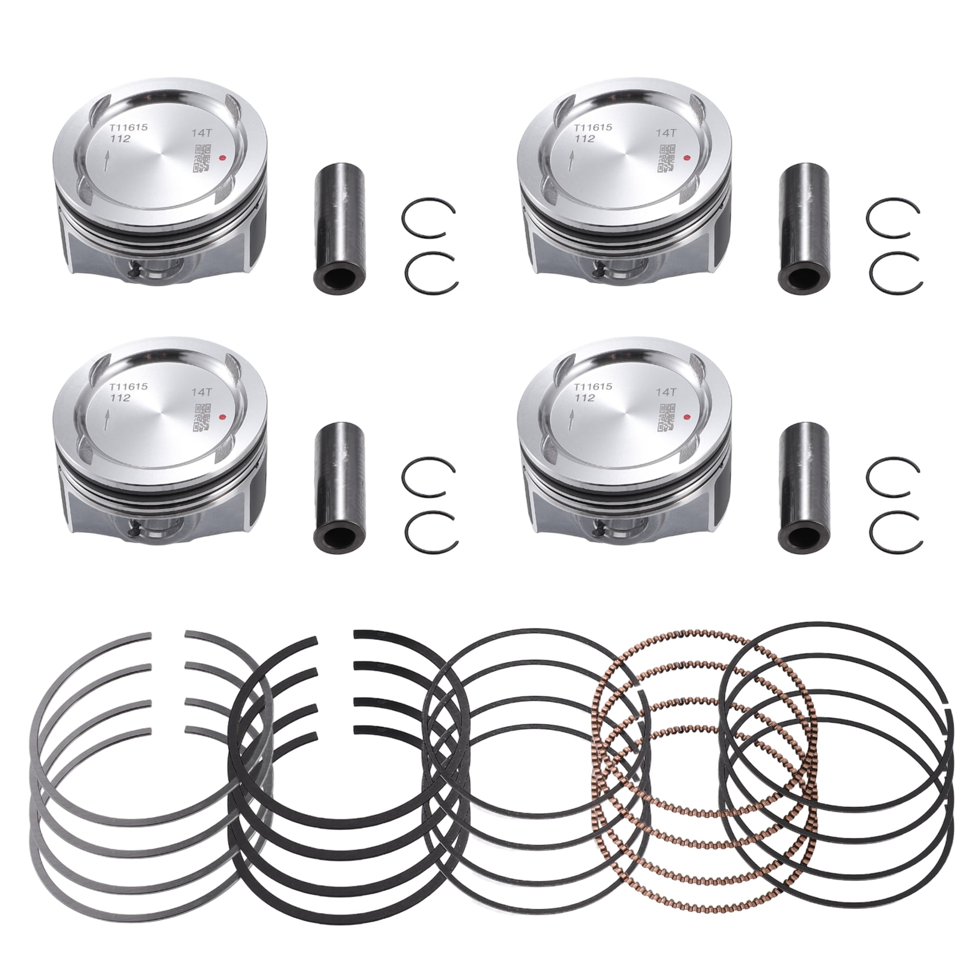 Unique Bargains No.25198520 / Inner / Engine Piston and Pin and Snap Ring for Chevy Cruze 1.4L L4 2011-2016 / Piston Rings Kit / Metal / 1 Set / Silver Tone
