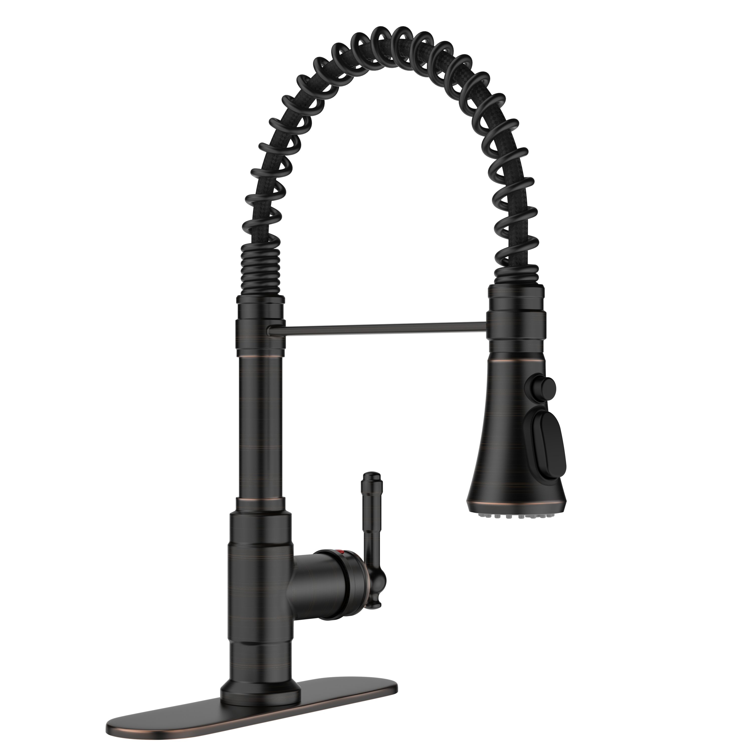 FURUISI LL5A3ORB Oil Rubbed Bronze Single Handle Deck-mount Pull-down Kitchen Faucet with Sprayer ( Deck Plate Included )