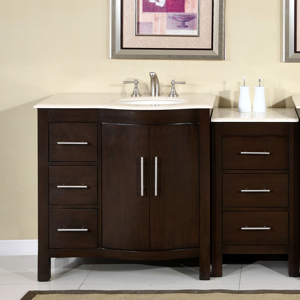 Silkroad Exclusive 54-in Dark Walnut Undermount Single Sink Bathroom ...