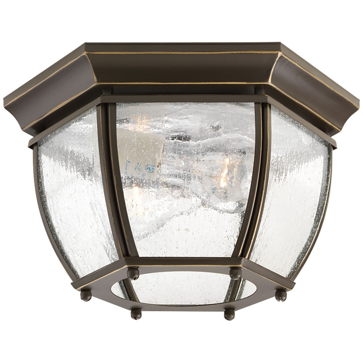 Antique Bronze Glass Indoor/Outdoor Flush Mount Light