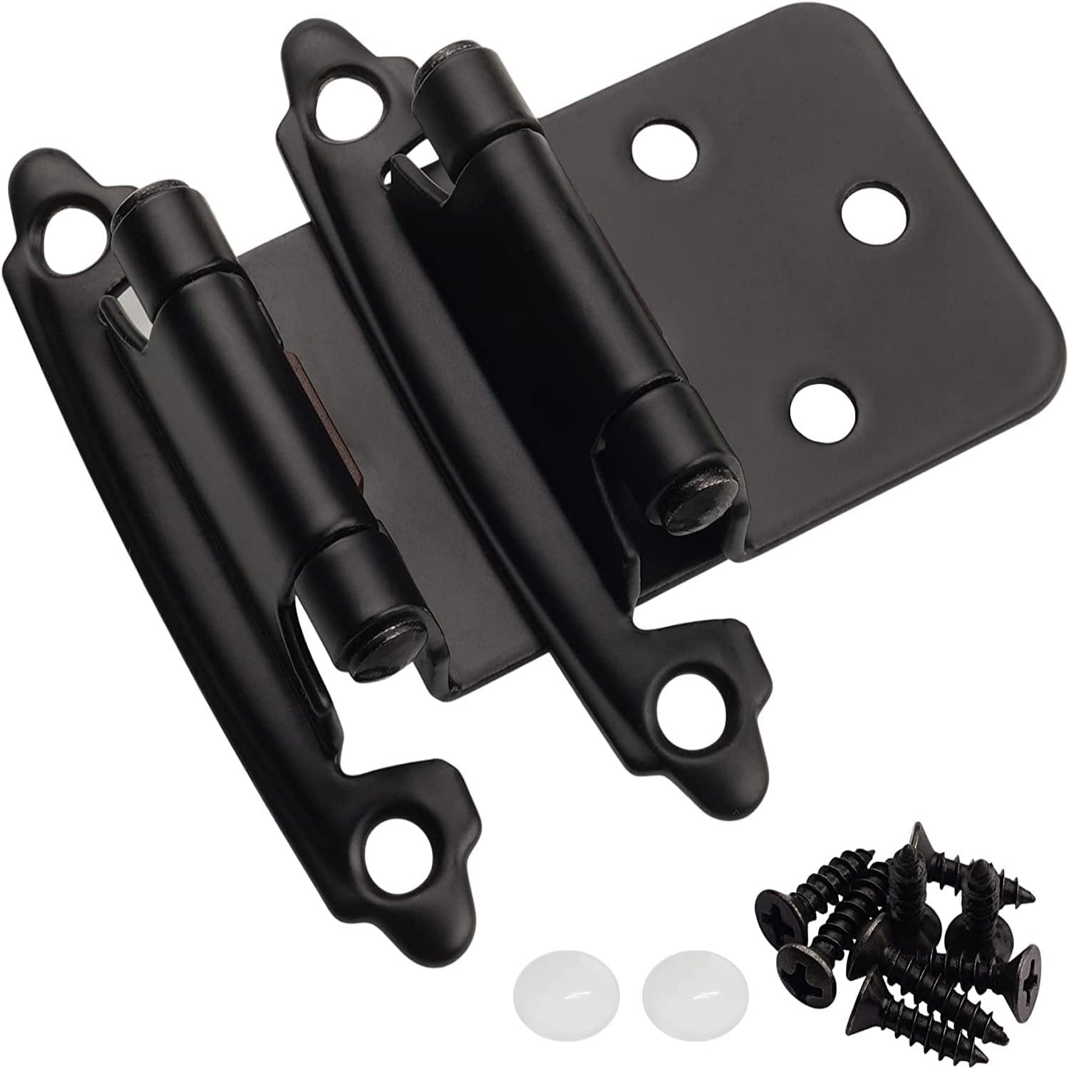 Numhew 0.5in Overlay 50-Pack Self Closing Matte Black Cabinet Hinges Flush Mount