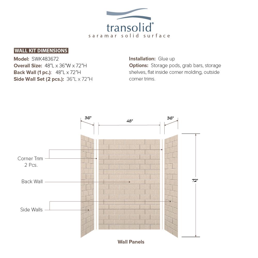 Transolid SWK483672-28 Shower-Wall-Surrounds - View #2