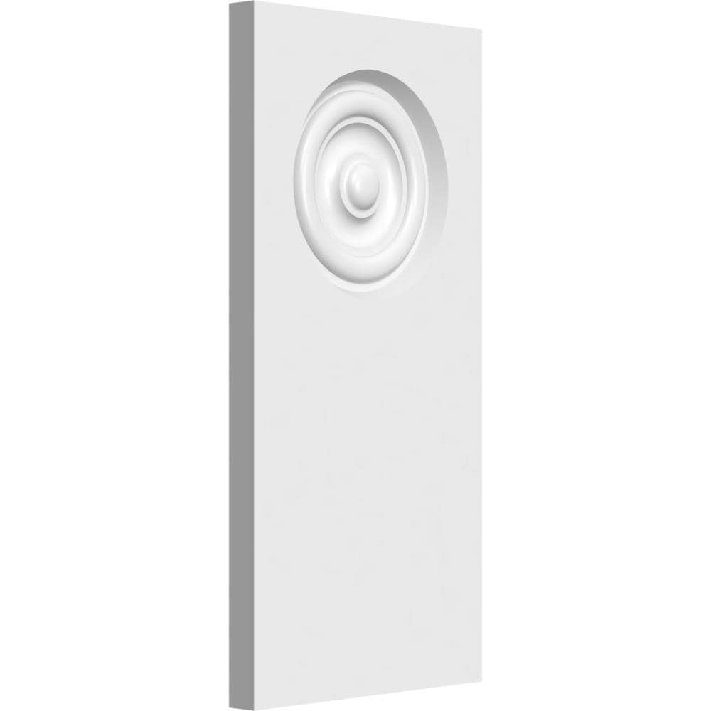 Ekena Millwork PBP050X100X050FOS02 Standard Foster Bullseye with Square Edge 5-in x 10-in Primed PVC Square Rosette