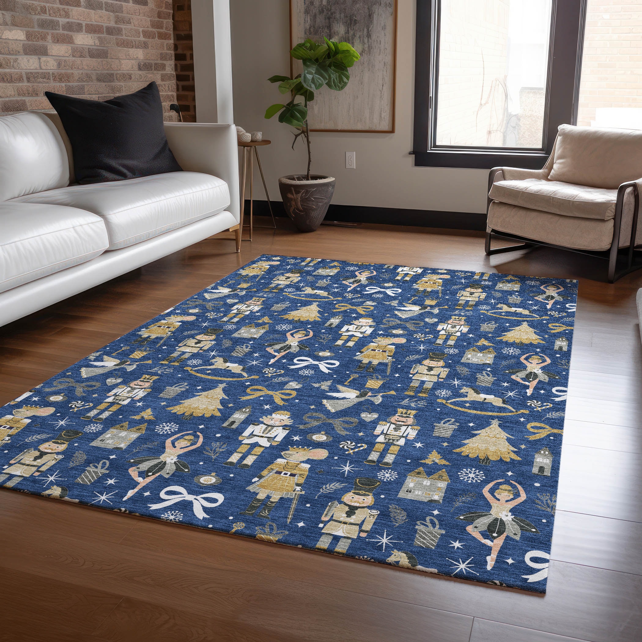 Addison Rugs ACN1827NA9X12 Chantille ACN1827NA 9 x 12 (ft) Loomed Polyester Navy Rectangular Indoor/Outdoor Machine washable Area rug