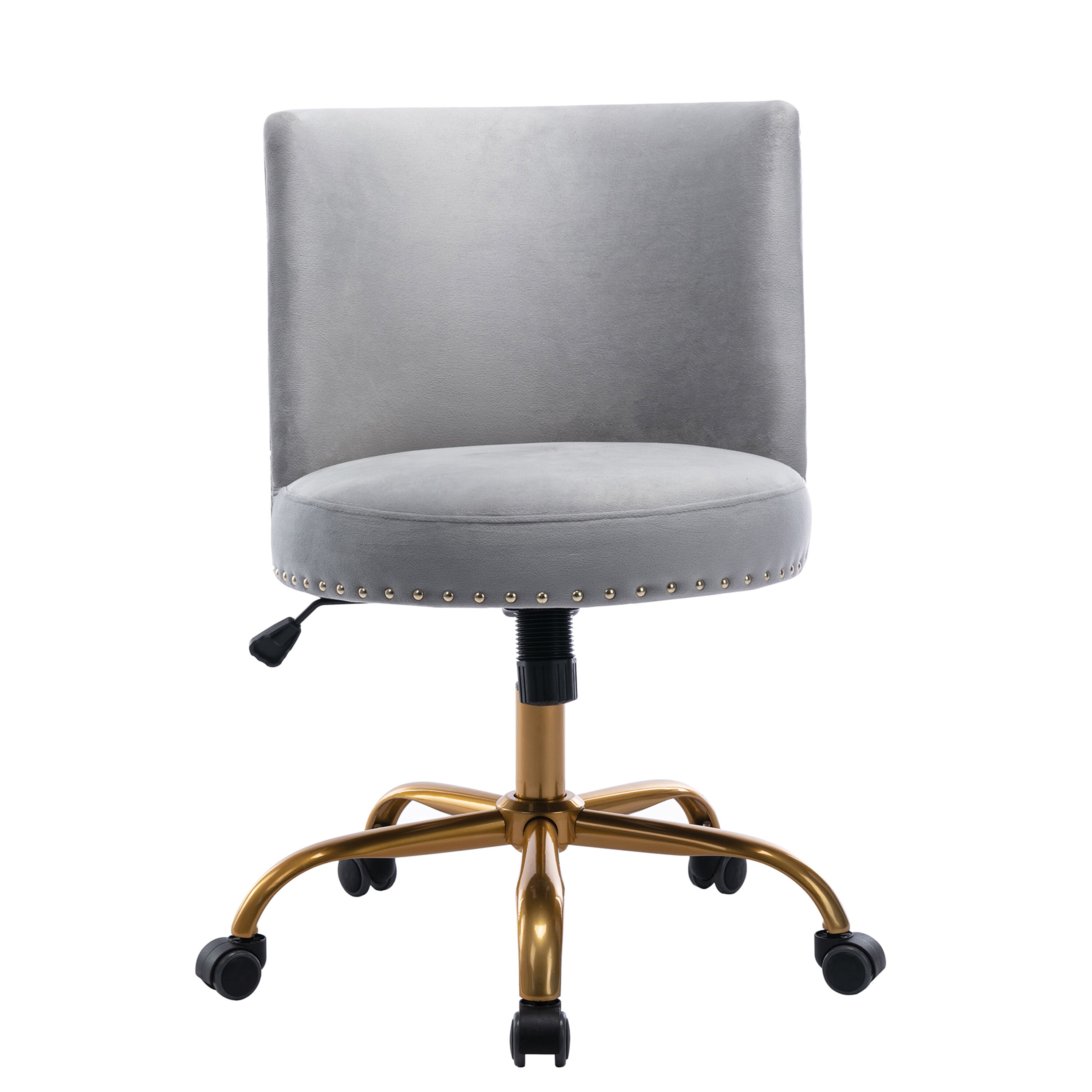  Swivel Chair Velvet Desk Chair with Adjustable Swivel Wheels  Upholstered Home Office Chair with Gold Metal Legs Ergonomic Office Chair  for Living Room, Bedroom, Office, Dresser and Study (Gray) : Home