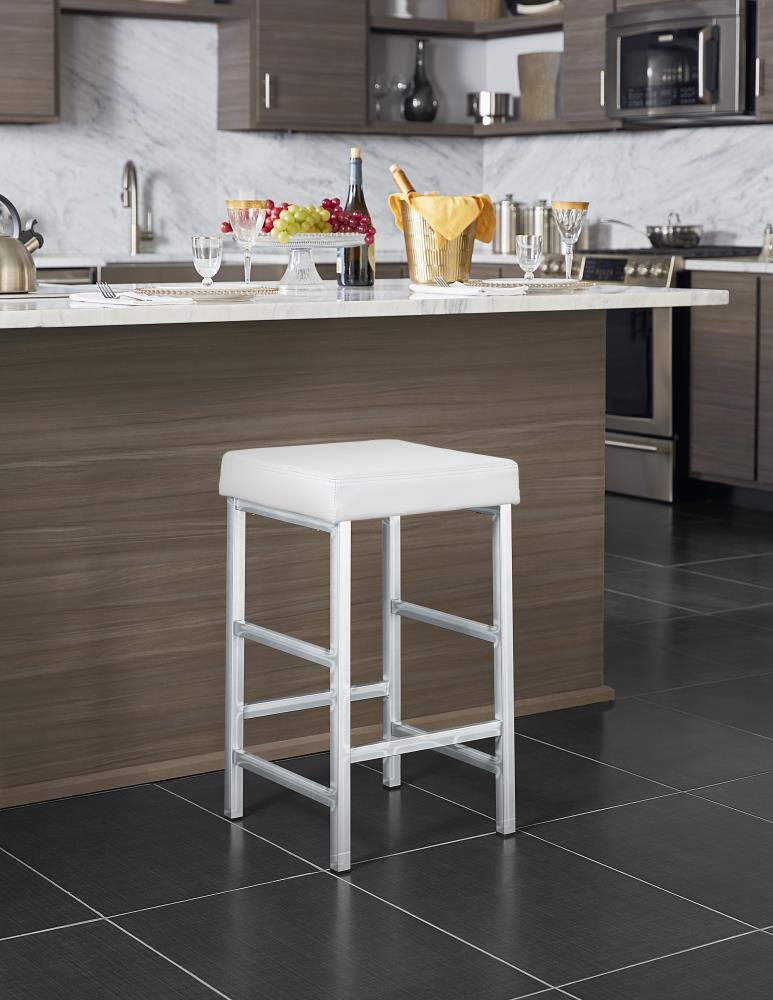 OSP Home Furnishings MET1326C-WH Metro White 26.13-Inches H Counter height Square seat Metal Bar Stool