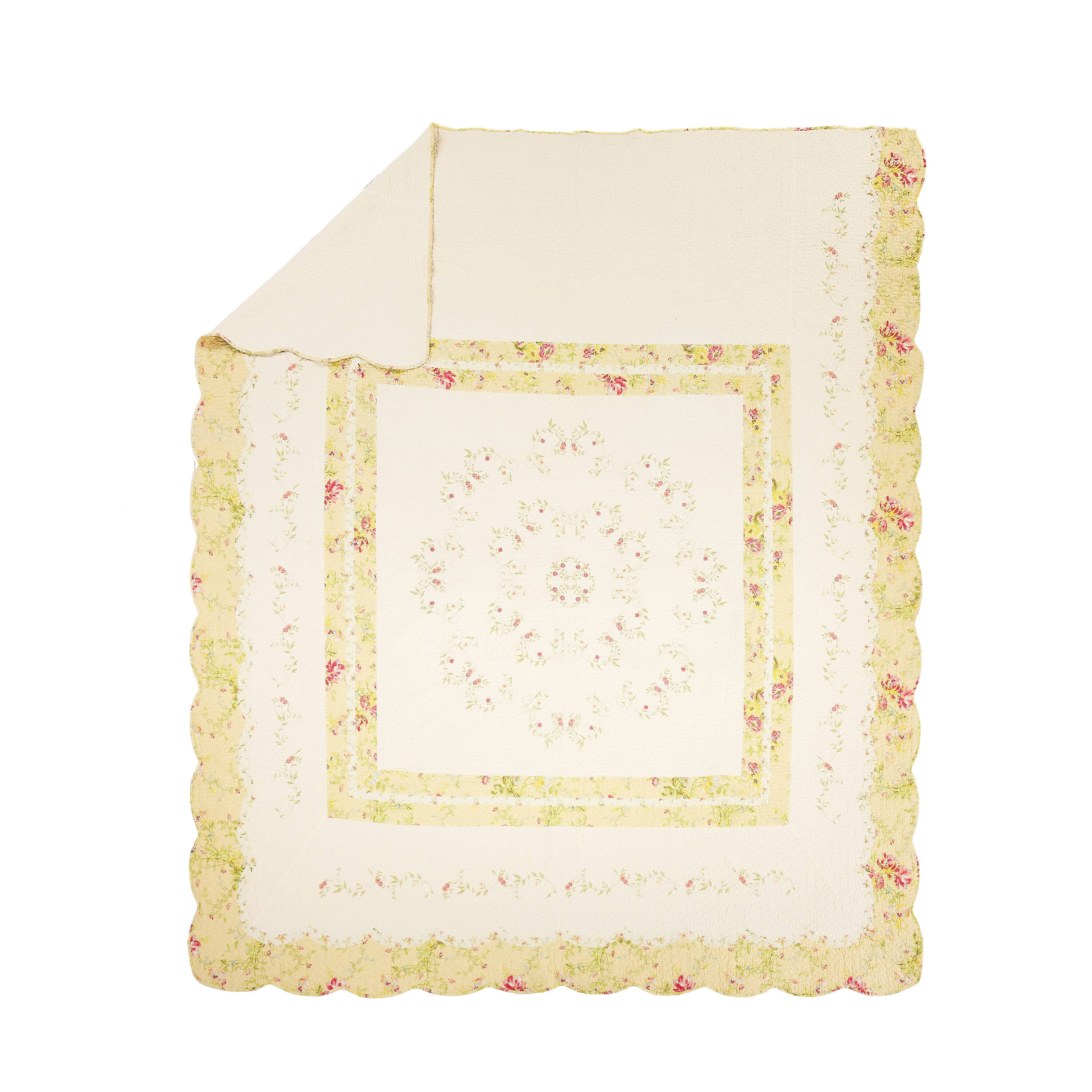 Ivory Cotton Reversible King Bedspread Set