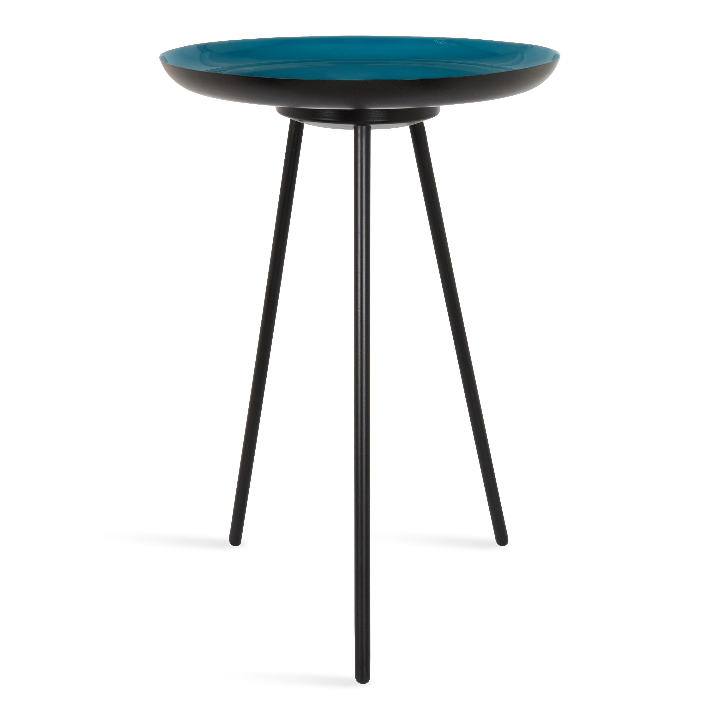 Laranya Round Teal and Gold Metal Side Table