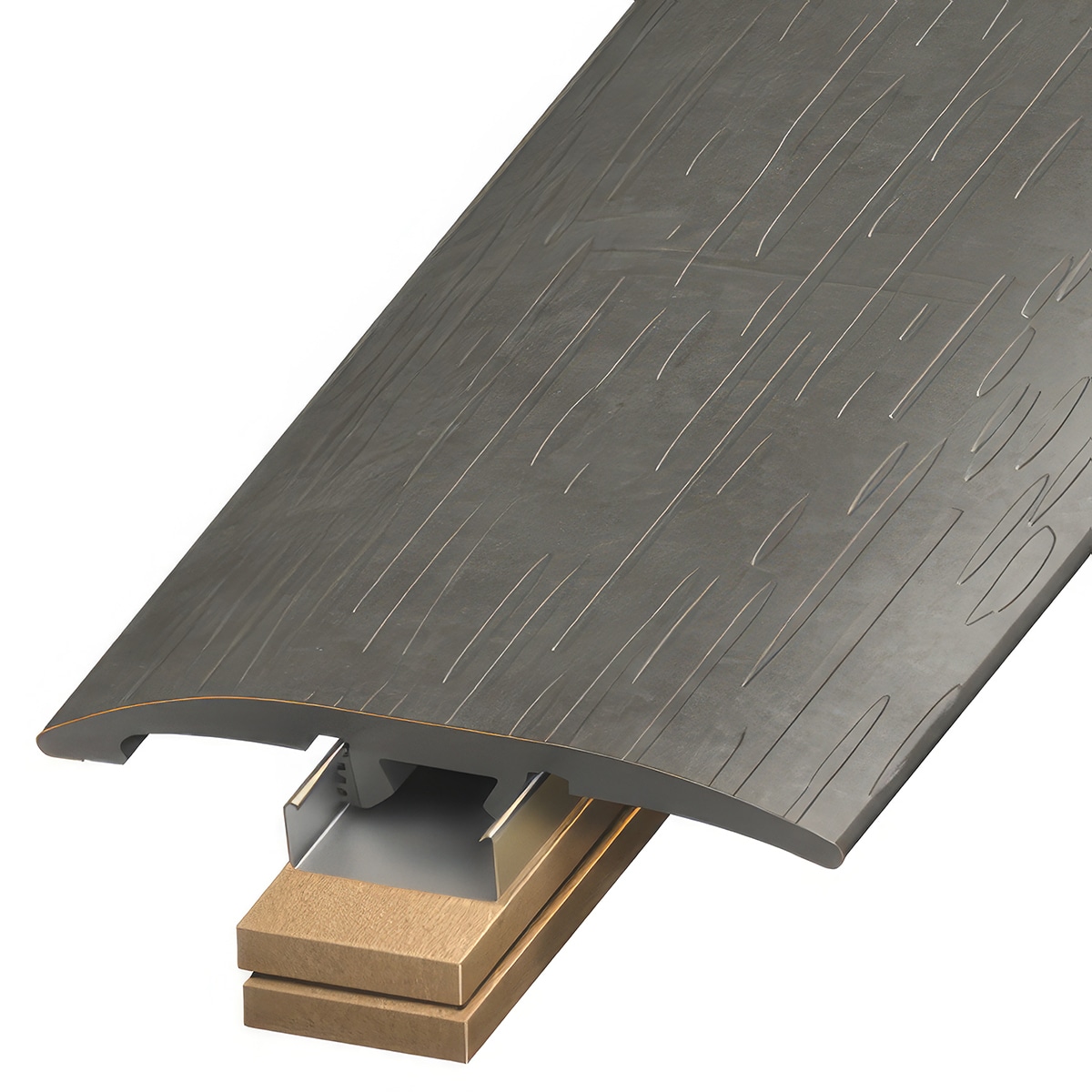 Versatrim SLT-113515 Rock TerraCore Lucida-Rock TerraCore-Gauged Slate Prefinished 0.25-in T x 2-in W x 94-in L PVC 3-in-1 T-moulding/Reducer/Endcap