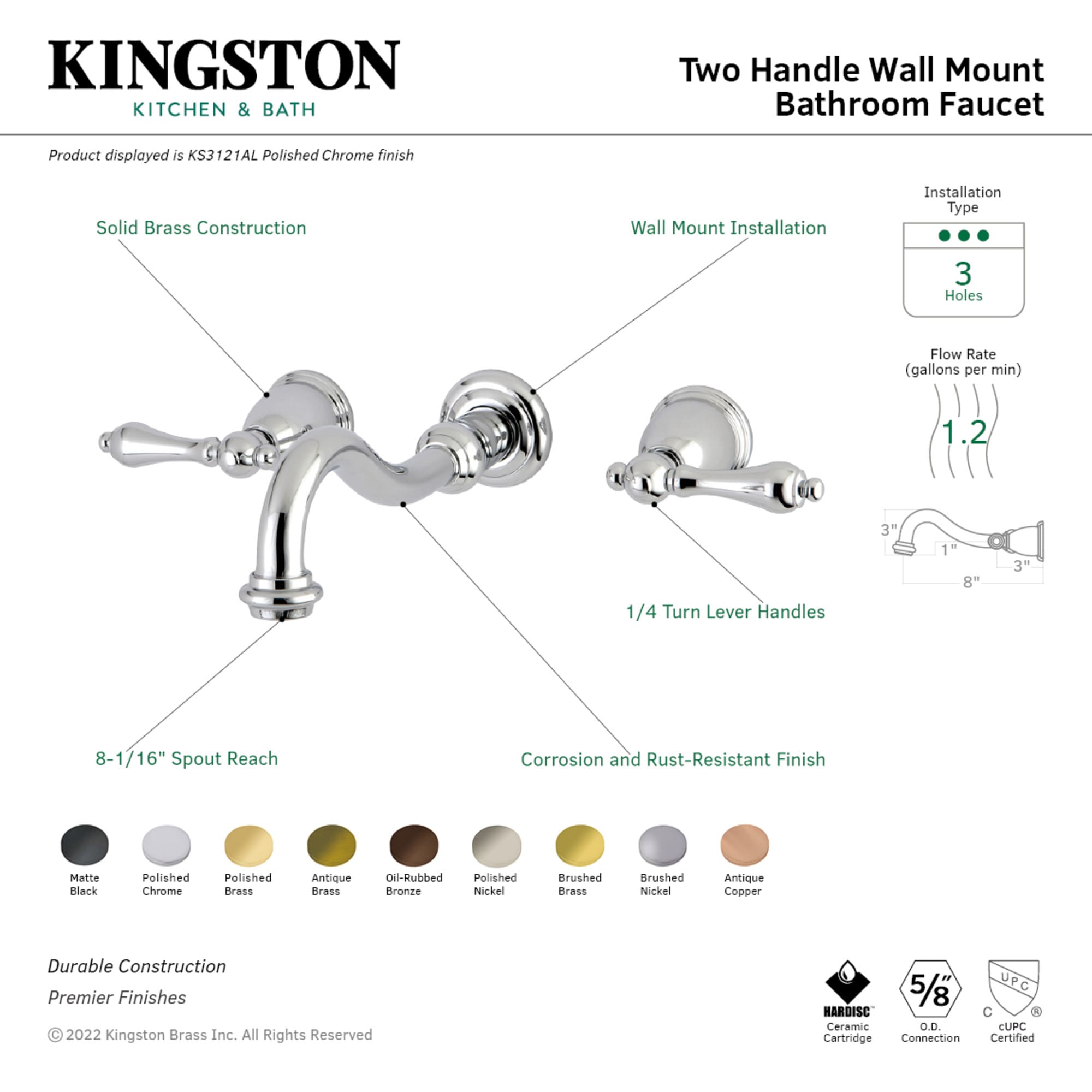 Kingston Brass WLKS3120AL Lavatory-Faucets - View #2