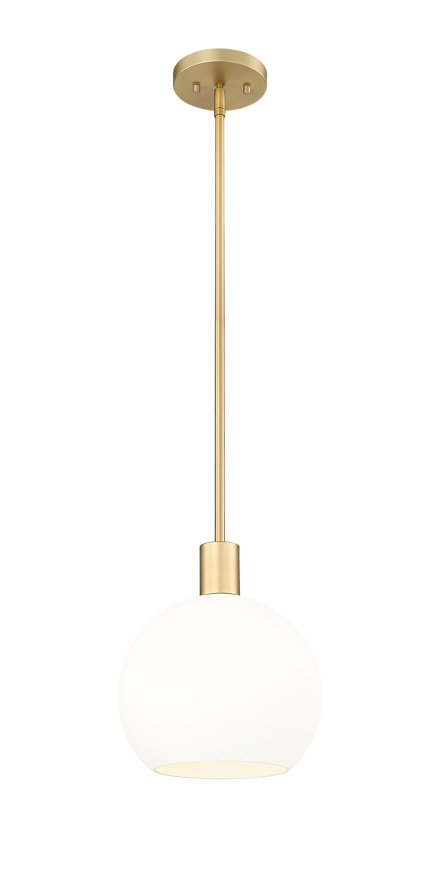 Olde Brass and White Glass Globe Pendant Light