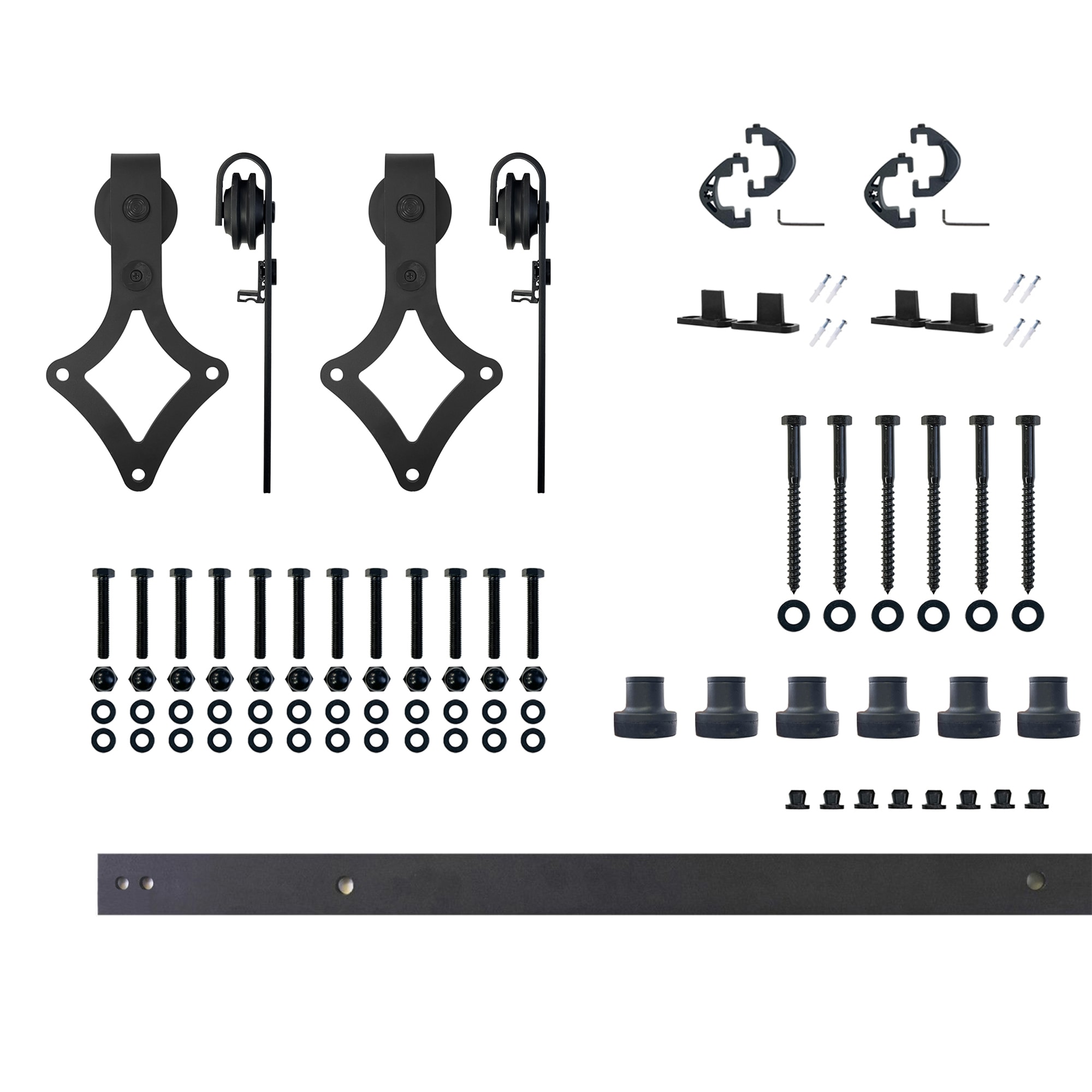 HOMACER LX2TGH090C 90-in Rustic black Black Indoor Diamond Double Barn door hardware kit