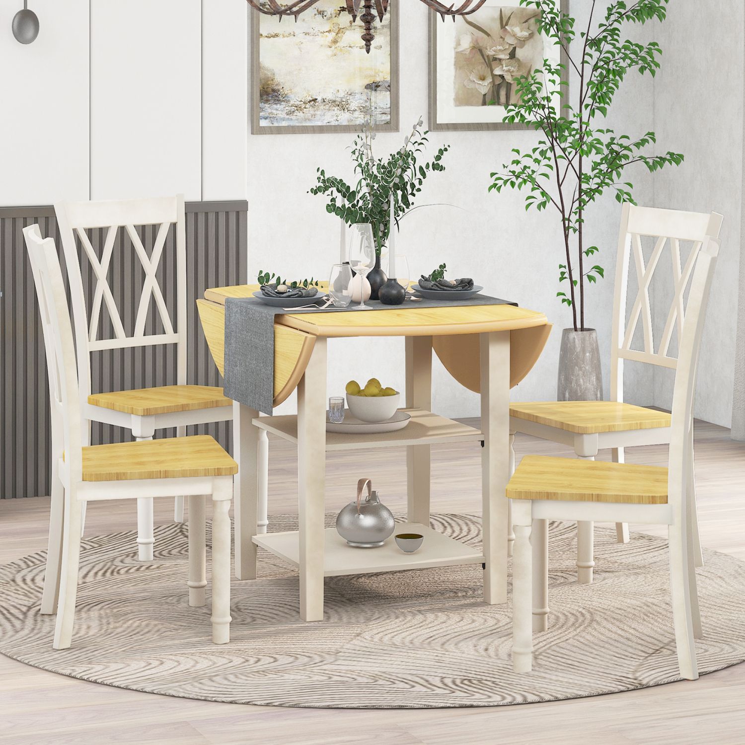 JASMODER SH000207AAL Natural Contemporary/Modern Dining Room Set with Rectangular Table (Seats 4)