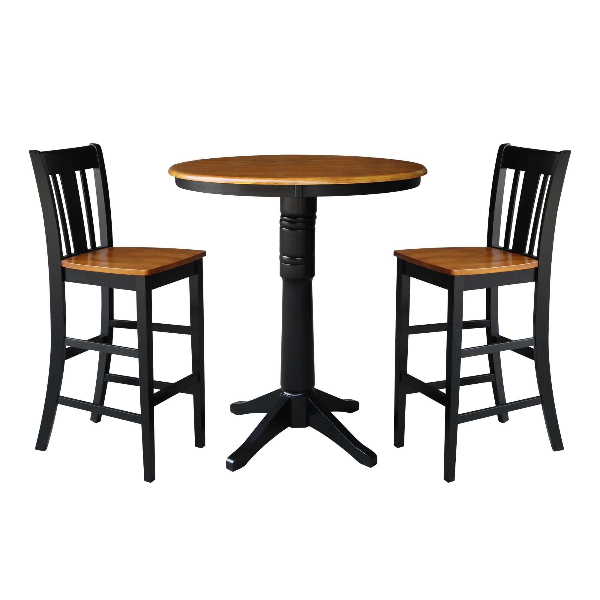 International Concepts K57-36RT-27B-S103-2 Black/Cherry Casual Dining Room Set with Round Table (Seats 2)