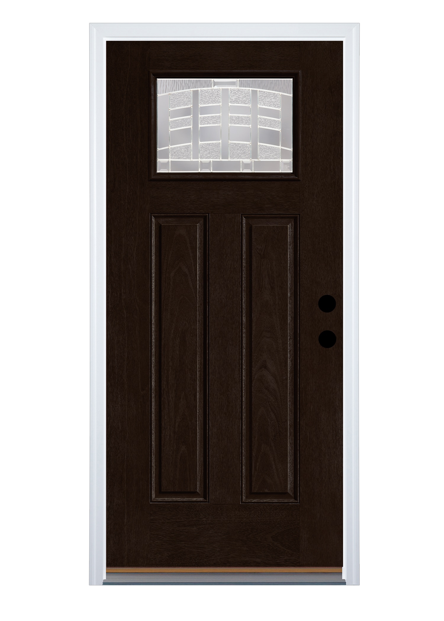 Therma-Tru Emerson Entry Door 36-in x 80-in x 6-9/16-in Fiberglass Craftsman Left-hand inswing Dark Elm Stained Prehung Front Door with Brickmould Insulating core #TTB638374