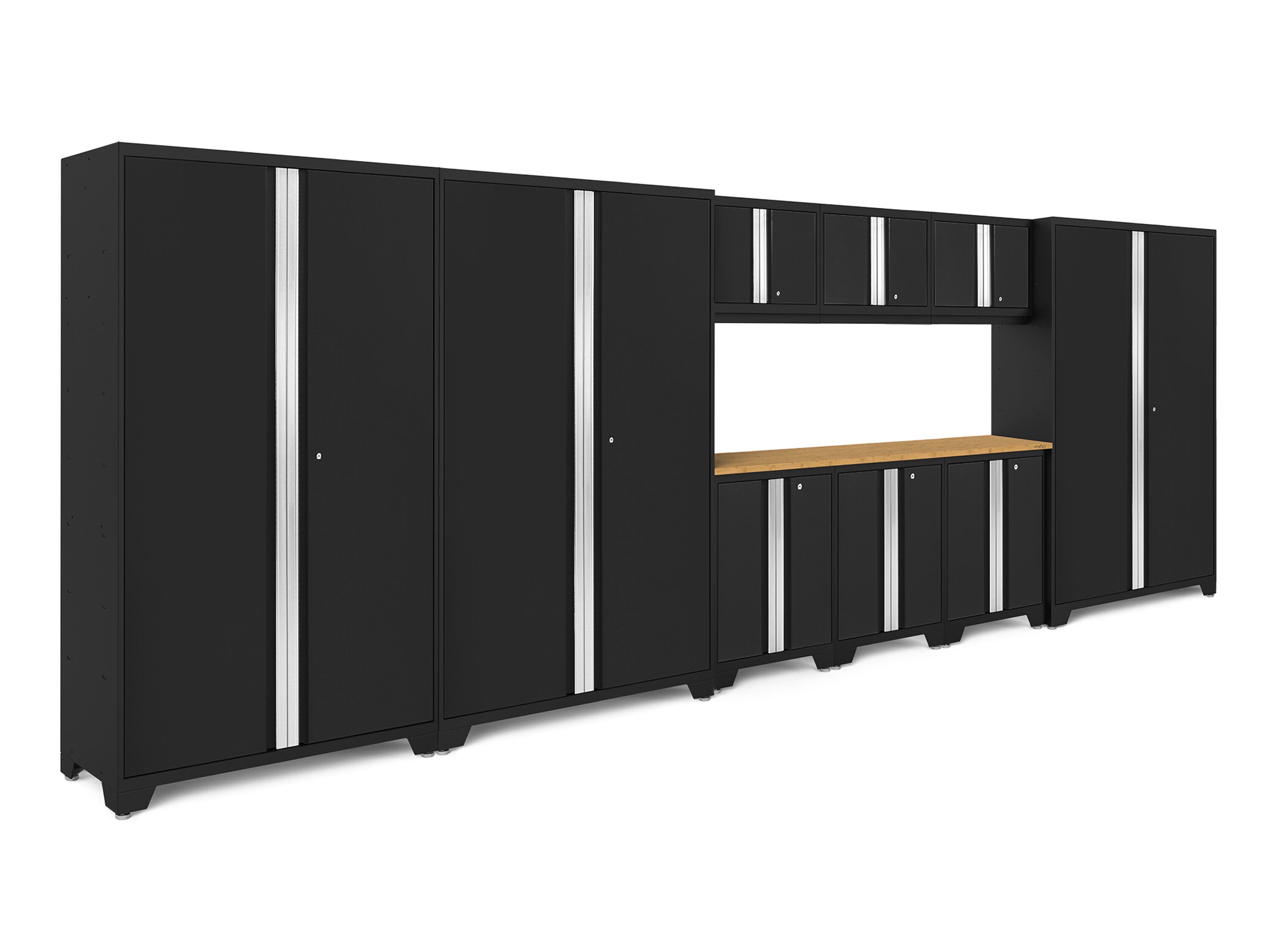NewAge Products 55444 216-in W x 76.75-in H x 18-in D 9 -Cabinets Steel Black Garage Storage System