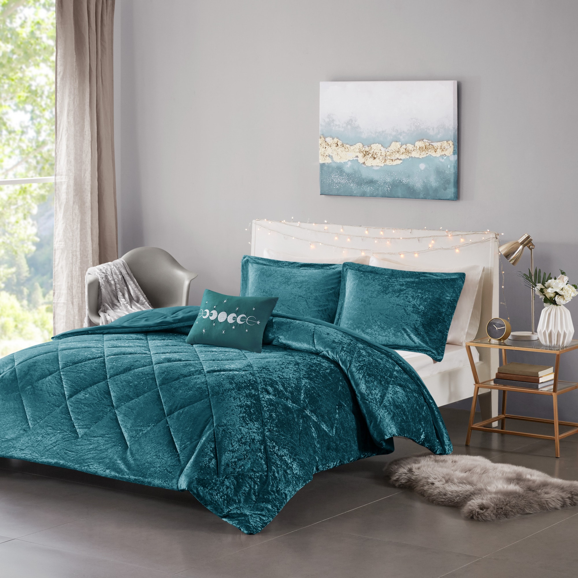 3 Piece Teal Comforter Bed Set, Comforter and Shams, Full/Queen 2024