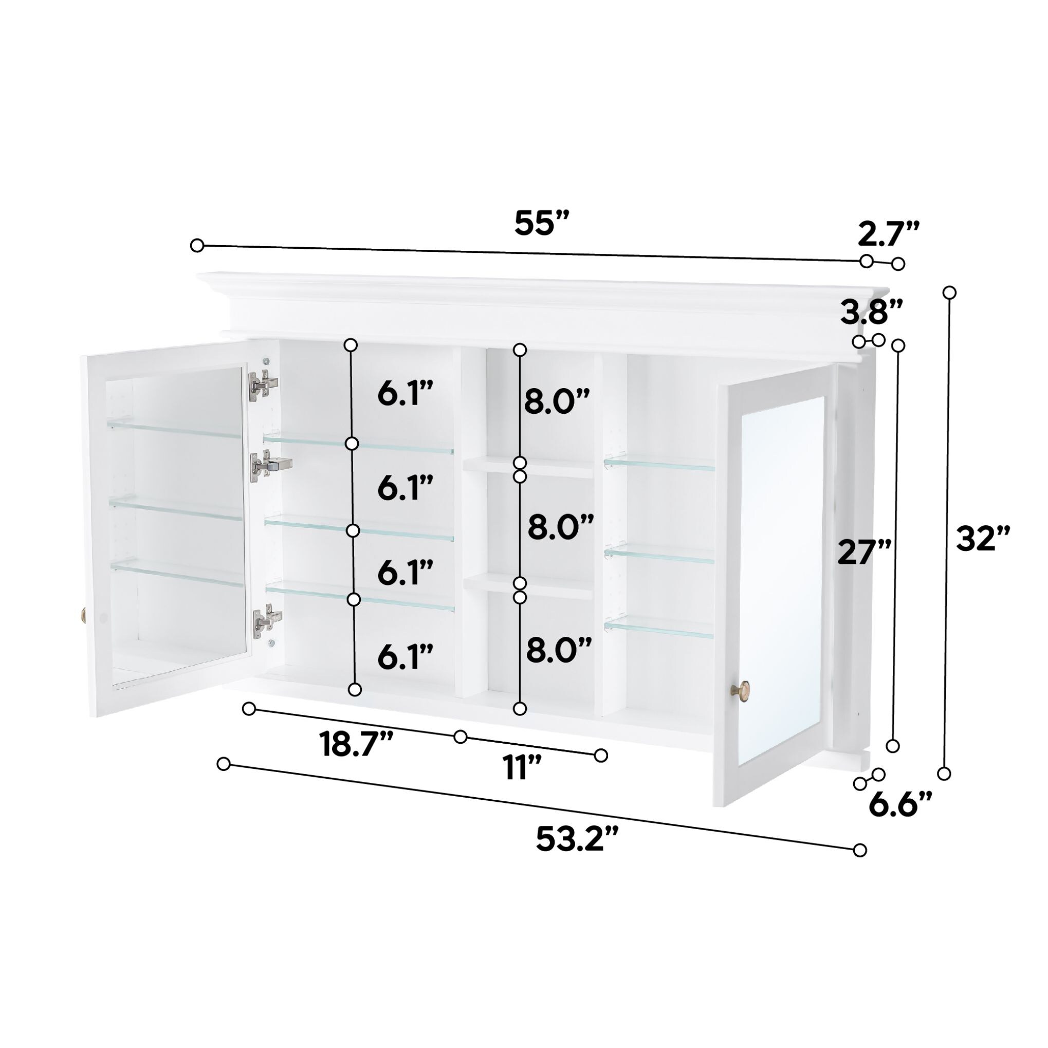 WELLFOR D5532MC-WT Bathroom-Medicine-Cabinets - View #15
