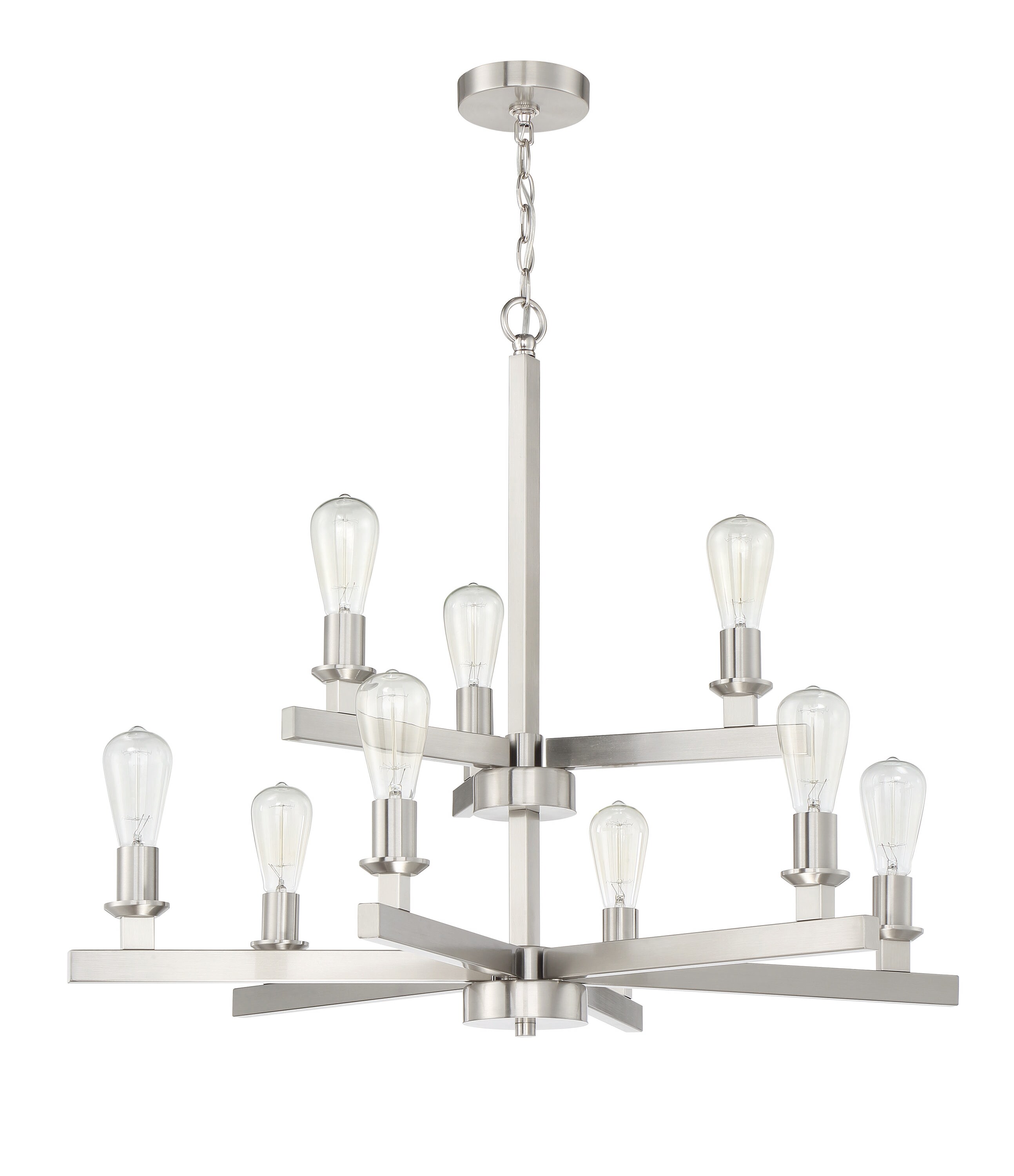 Craftmade 53129-BNK Chicago 9 -Light Brushed Nickel Transitional For Use in Bedrooms, Dining Rooms, Foyers, Kitchens, Living Rooms Chandelier