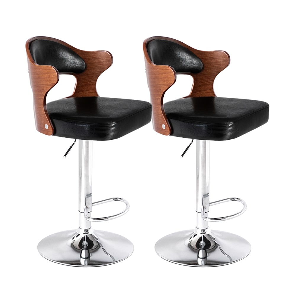 Winado 121339027190 Bar Stool Set of 2 Teak Color 24.1-in H Bar height Swivel Metal Bar Stool