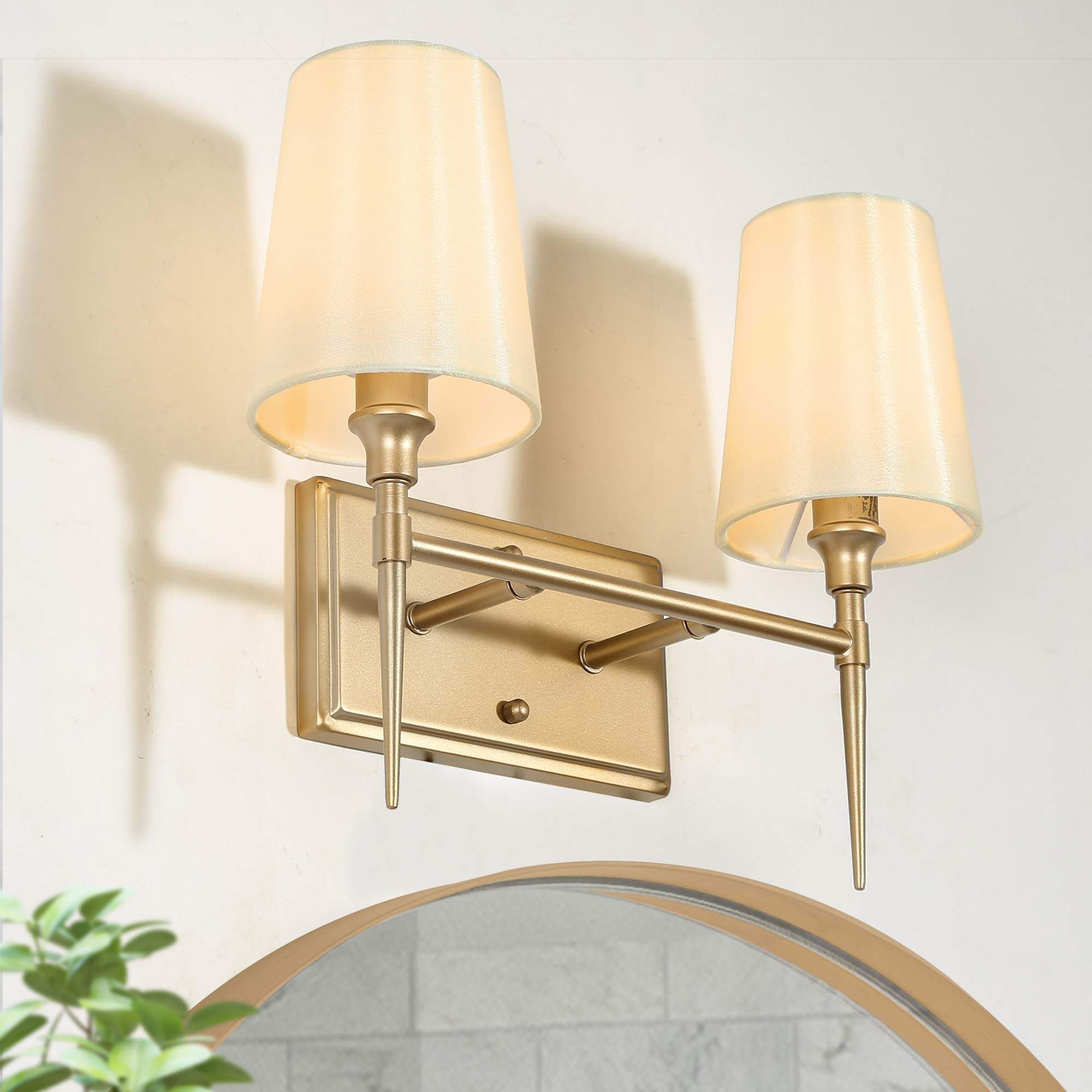 LNC 7ZUENILWS4300R7 Trend 15-in 2 -Light Matte Gold Modern/contemporary Vanity light bar