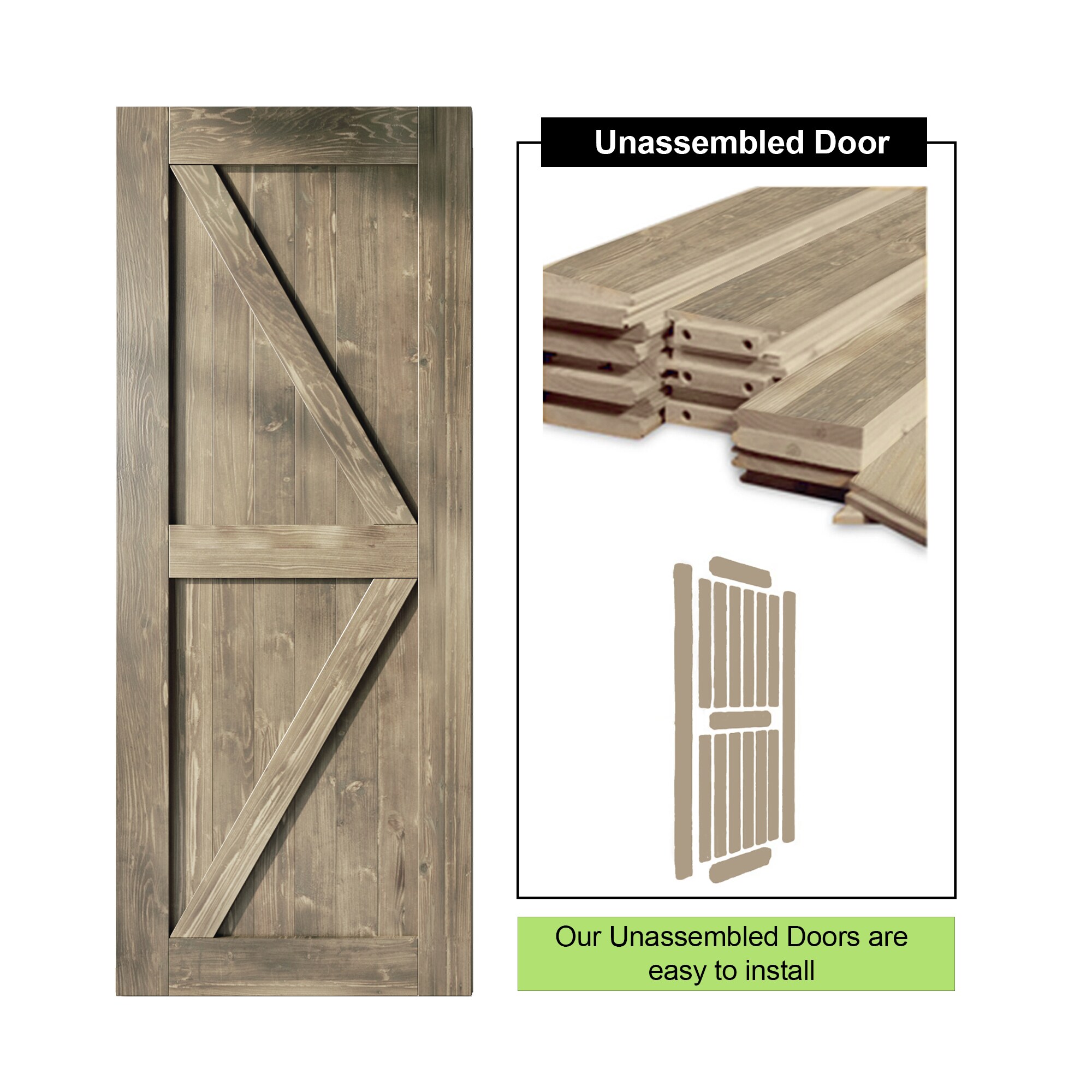 HOMACER 4896-K-GRAY Barn-Doors - View #5