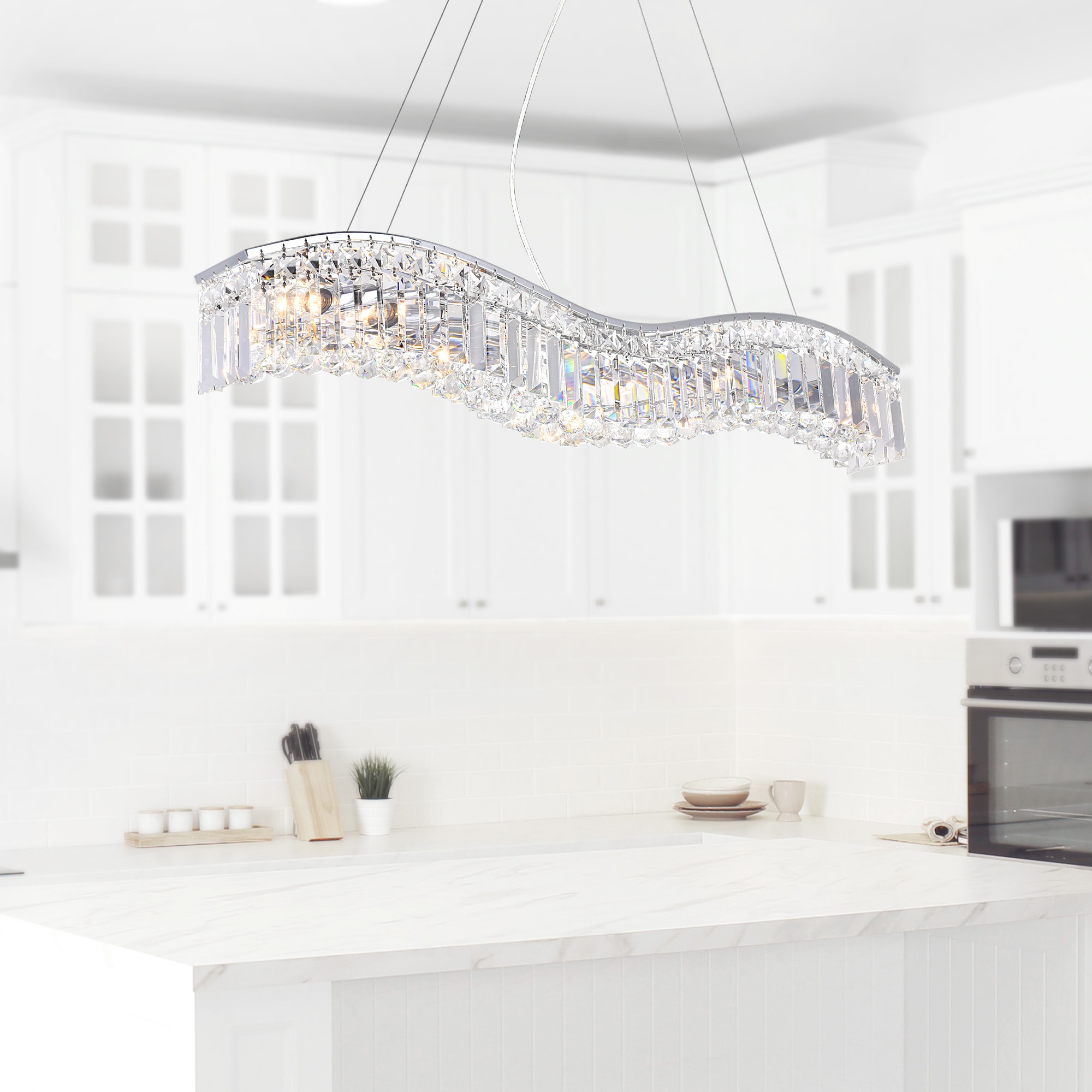 CWI Lighting 8004P36C-A (CLEAR) Glamorous 7 -Light Chrome Traditional Crystal For Use in Bathrooms, Bedrooms, Dining Rooms, Foyers, Kitchens, Living Rooms Chandelier
