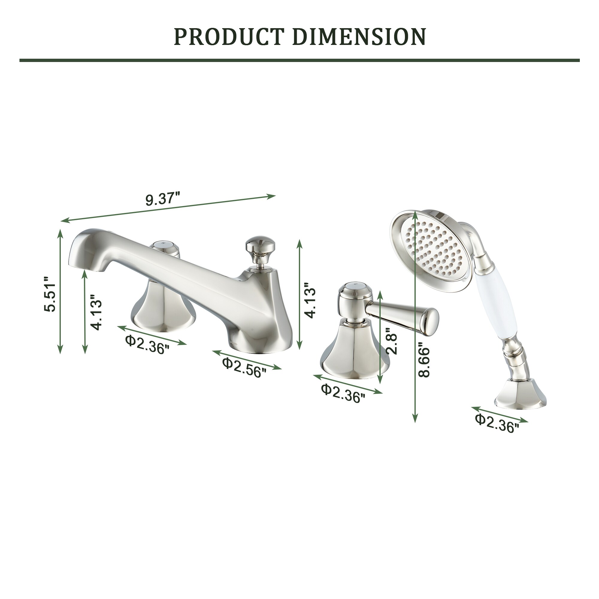 CASAINC BR02003DMPN Roman-Tub-Faucets - View #6