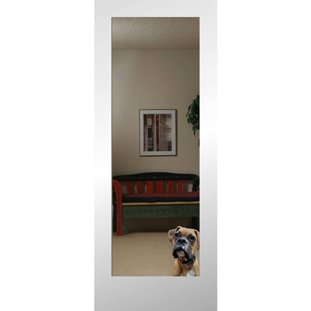 Reflections 30-in x 80-in Mirror/Panel Mirrored Glass MDF Slab Door in Off-White | - RELIABILT LO690137