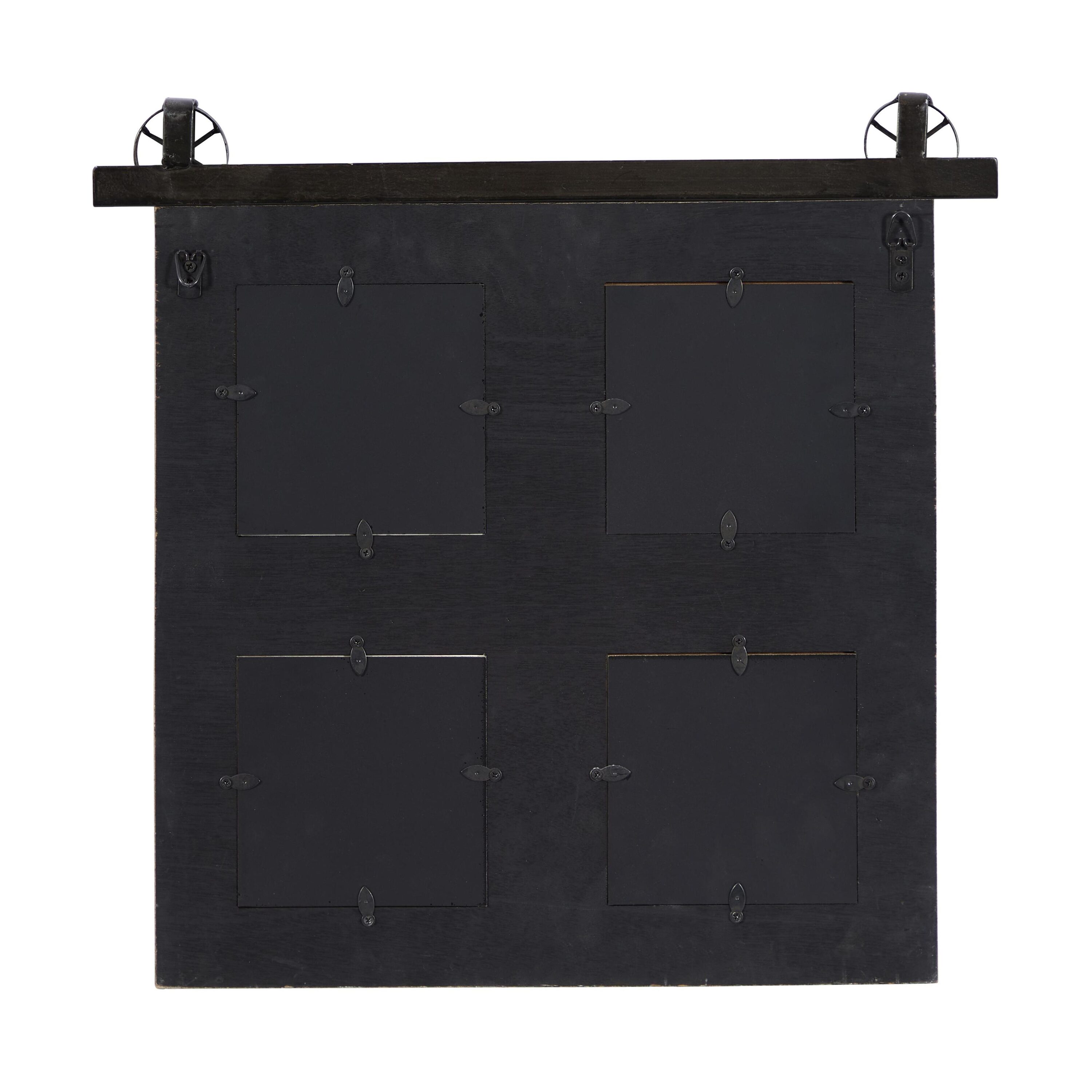 Classic Black 4-Slot Wood Wall Photo Frame with Metal Accent
